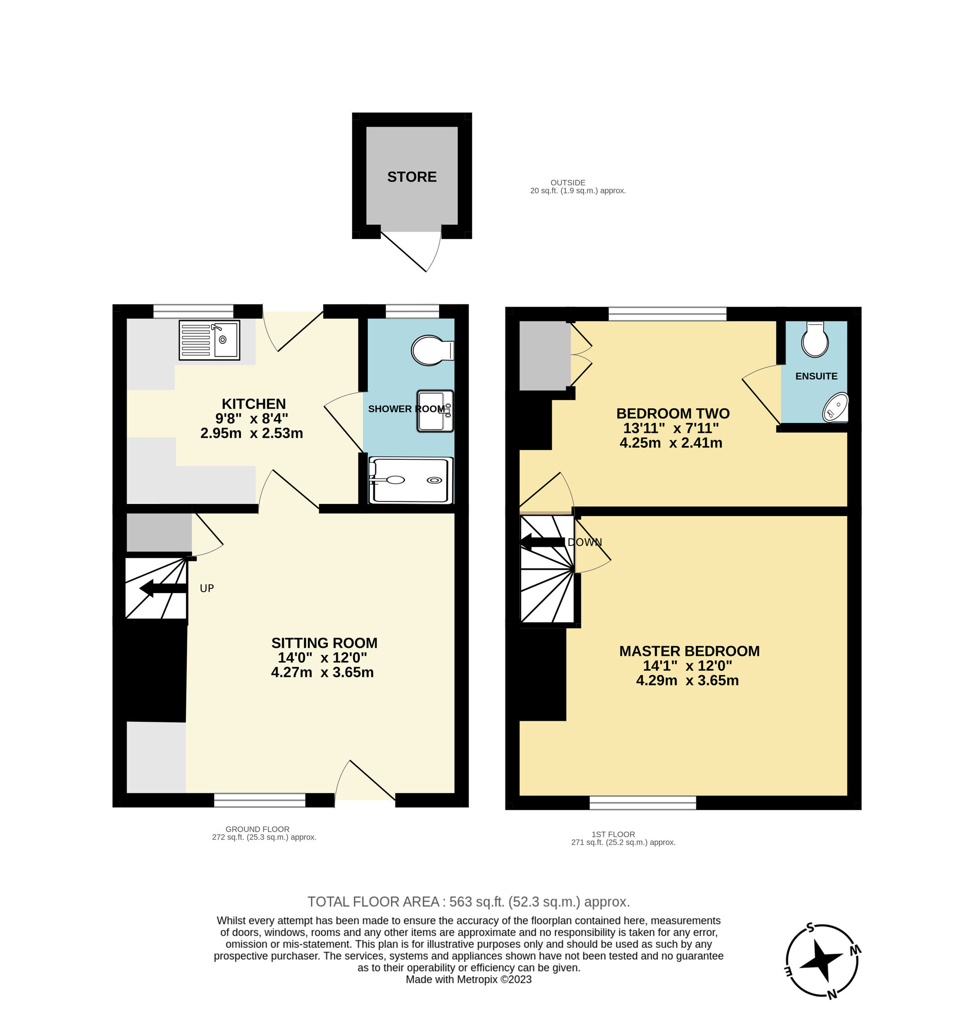 Floorplan of 2 bedroom Mid Terrace House for sale, Grove Road, Beccles, Suffolk, NR34