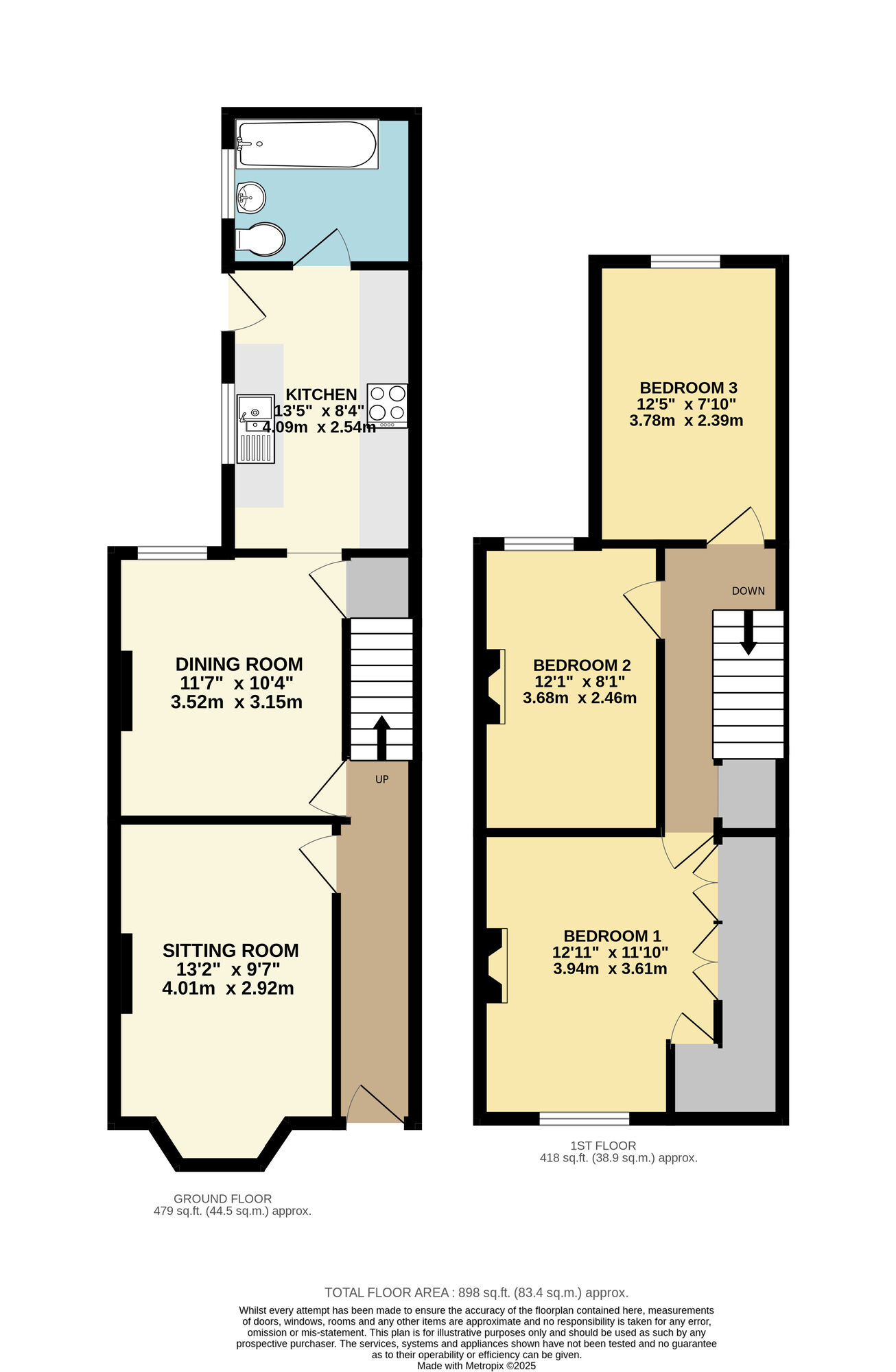 Floorplan of 3 bedroom Mid Terrace House for sale, Walmer Road, Lowestoft, Suffolk, NR33