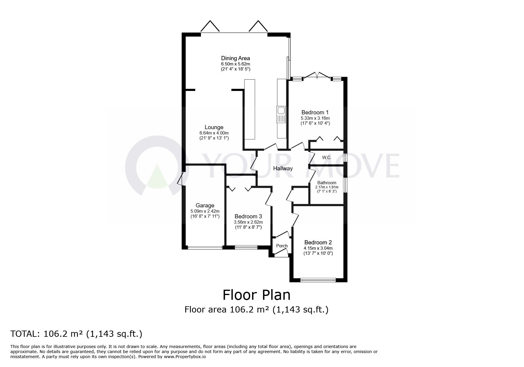 Floorplan of 3 bedroom Detached Bungalow for sale, Colburn Road, Kent, CT10