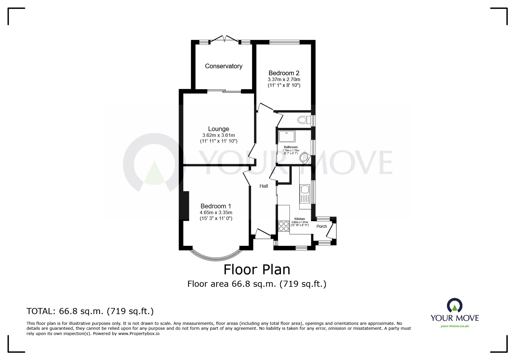 Floorplan of 2 bedroom Semi Detached Bungalow for sale, Salts Drive, Broadstairs, Kent, CT10