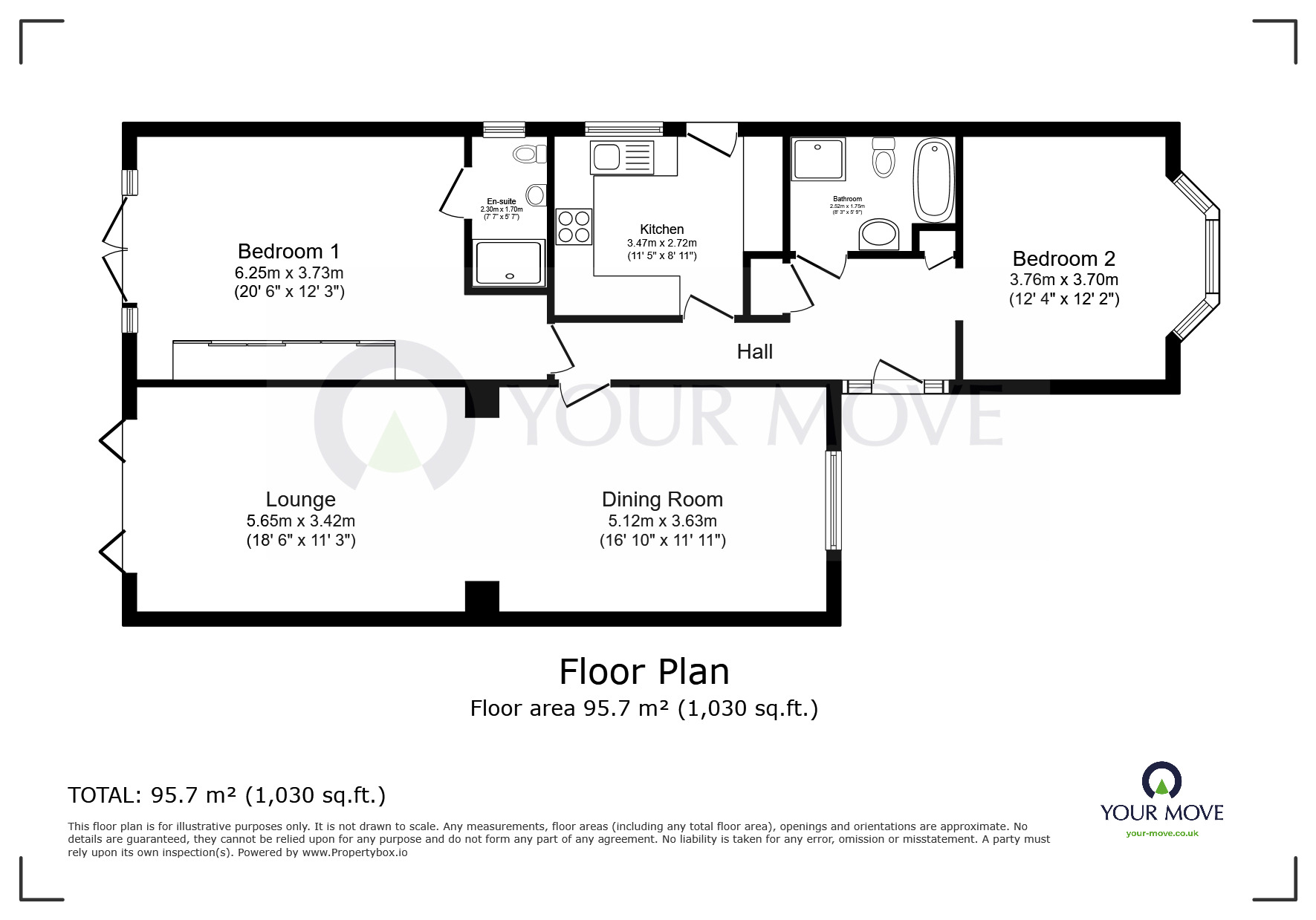 Floorplan of 2 bedroom Detached Bungalow for sale, Botany Road, Broadstairs, Kent, CT10