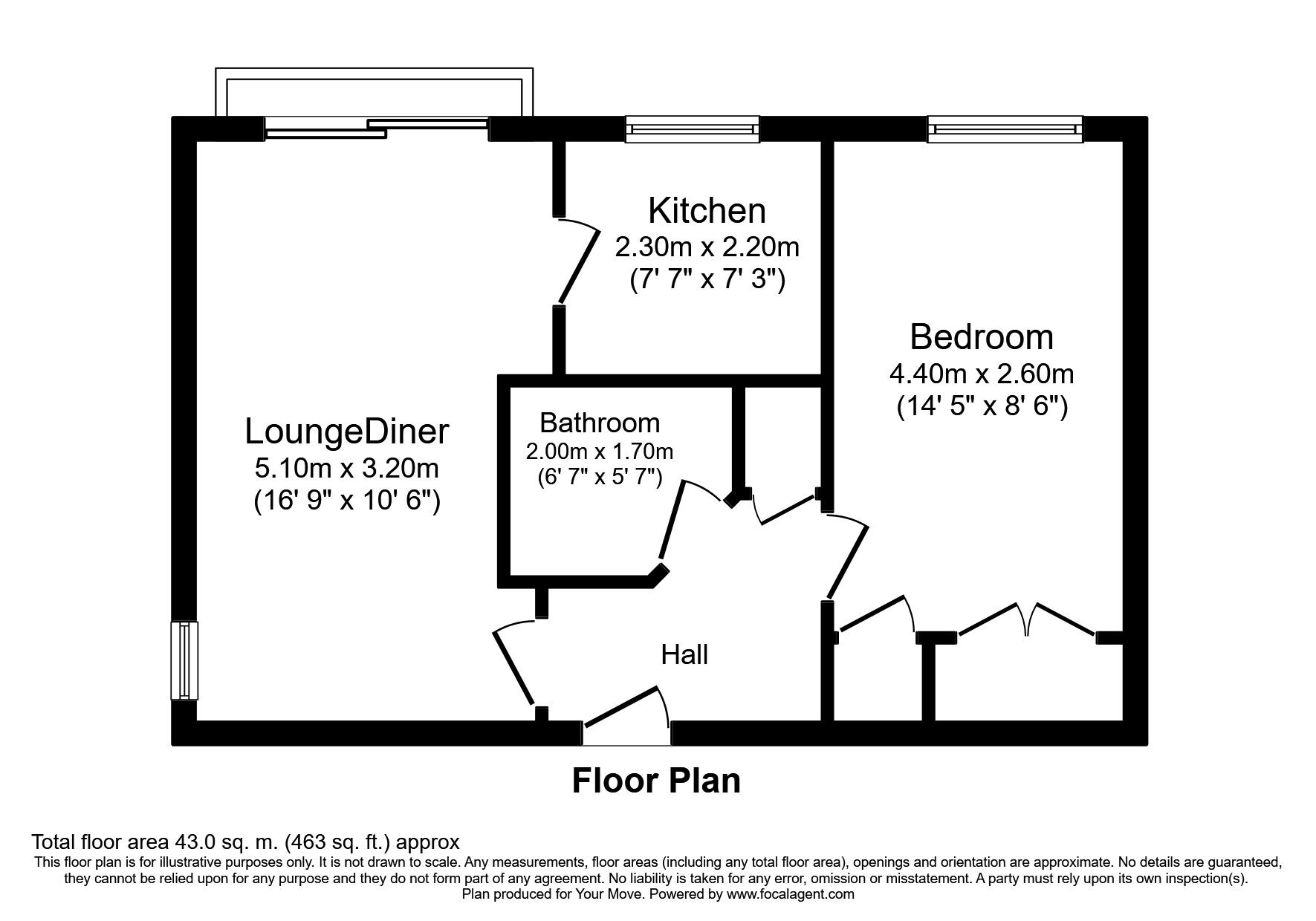 Floorplan of 1 bedroom  Flat to rent, Tongdean Lane, Preston, Brighton, BN1