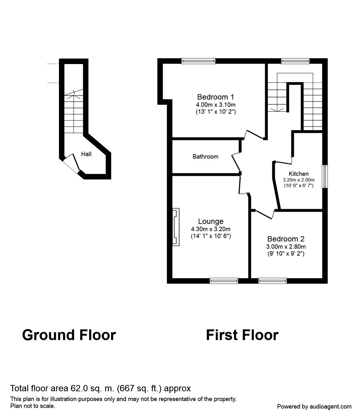 Floorplan of 2 bedroom  Flat to rent, Clarendon Villas, Hove, East Sussex, BN3