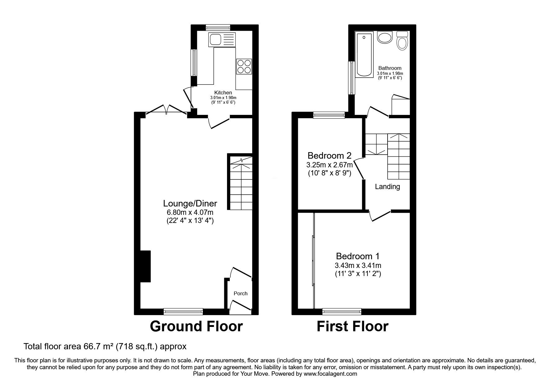 Floorplan of 2 bedroom Mid Terrace House for sale, Railway Street, Brighton, East Sussex, BN1