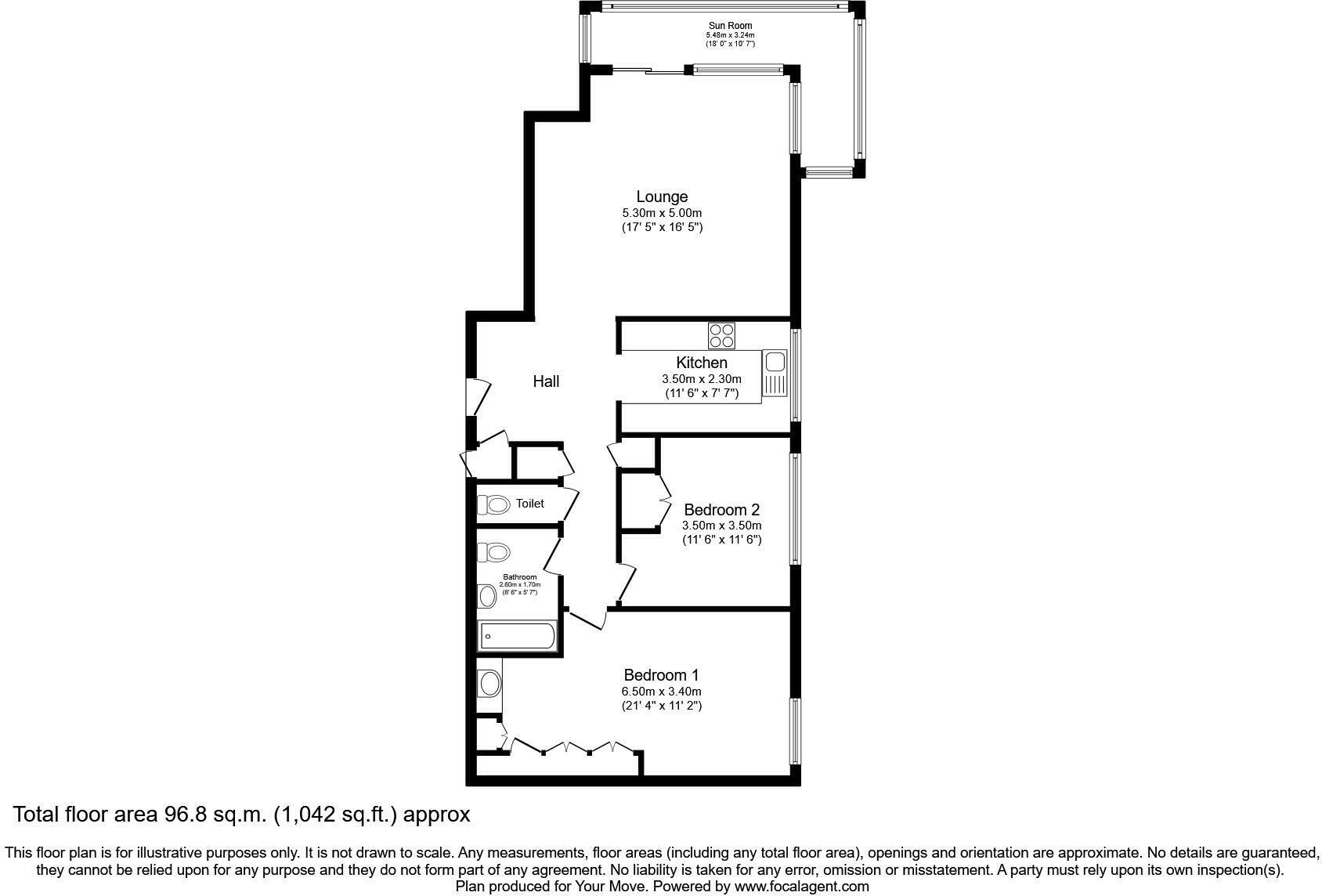 Floorplan of 2 bedroom  Flat for sale, Kings Road, Brighton, East Sussex, BN1