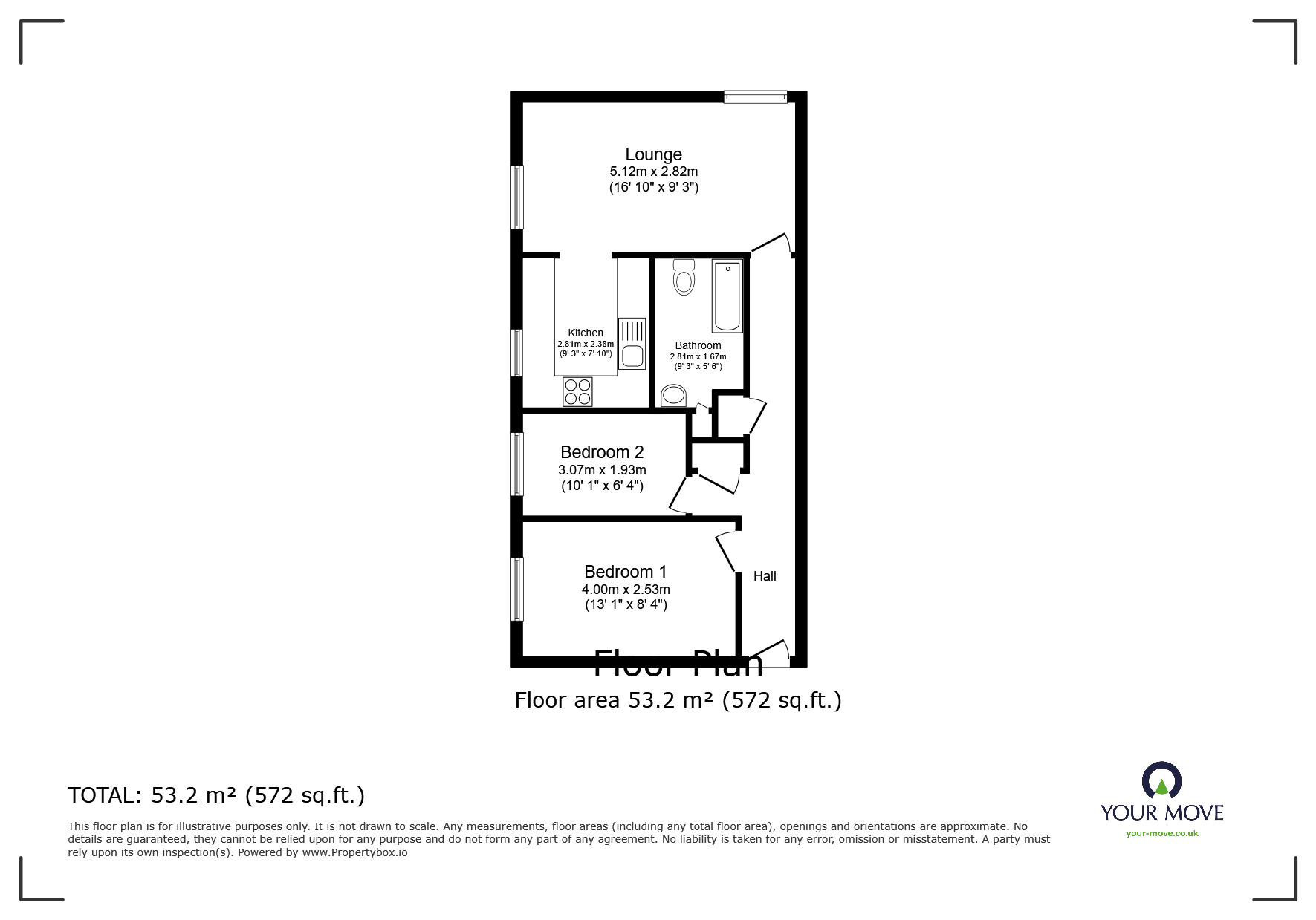 Floorplan of 2 bedroom  Flat for sale, Tower Gate, Preston, East Sussex, BN1