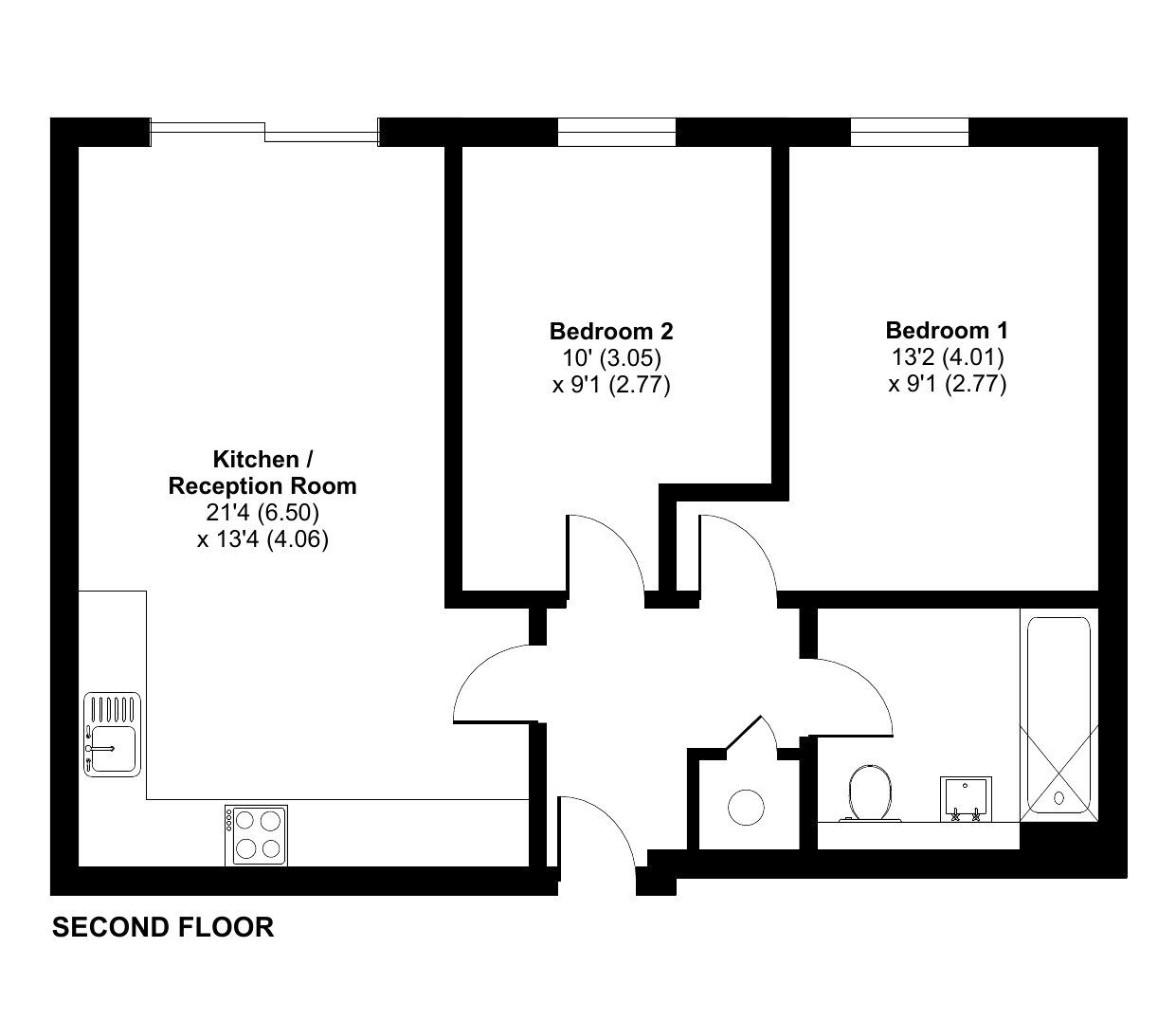 Floorplan of 2 bedroom  Flat for sale, Suez Way, Saltdean, East Sussex, BN2