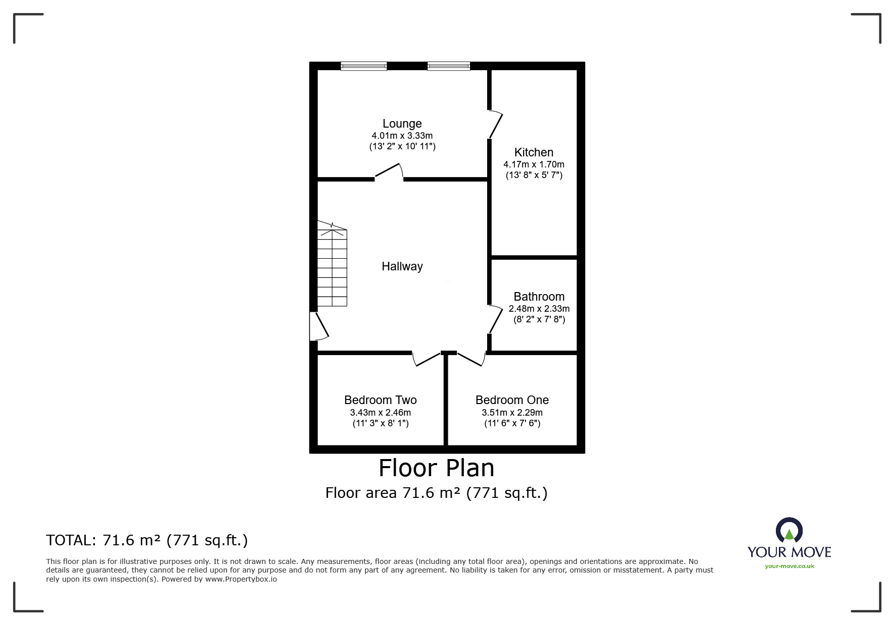 Floorplan of 2 bedroom  Flat for sale, Portland Place, Brighton, East Sussex, BN2