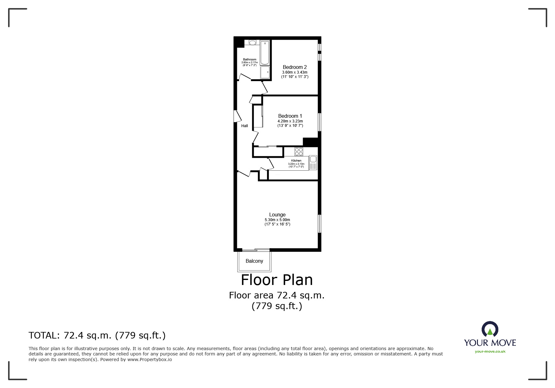 Floorplan of 2 bedroom  Flat to rent, Queens Gardens, Hove, East Sussex, BN3