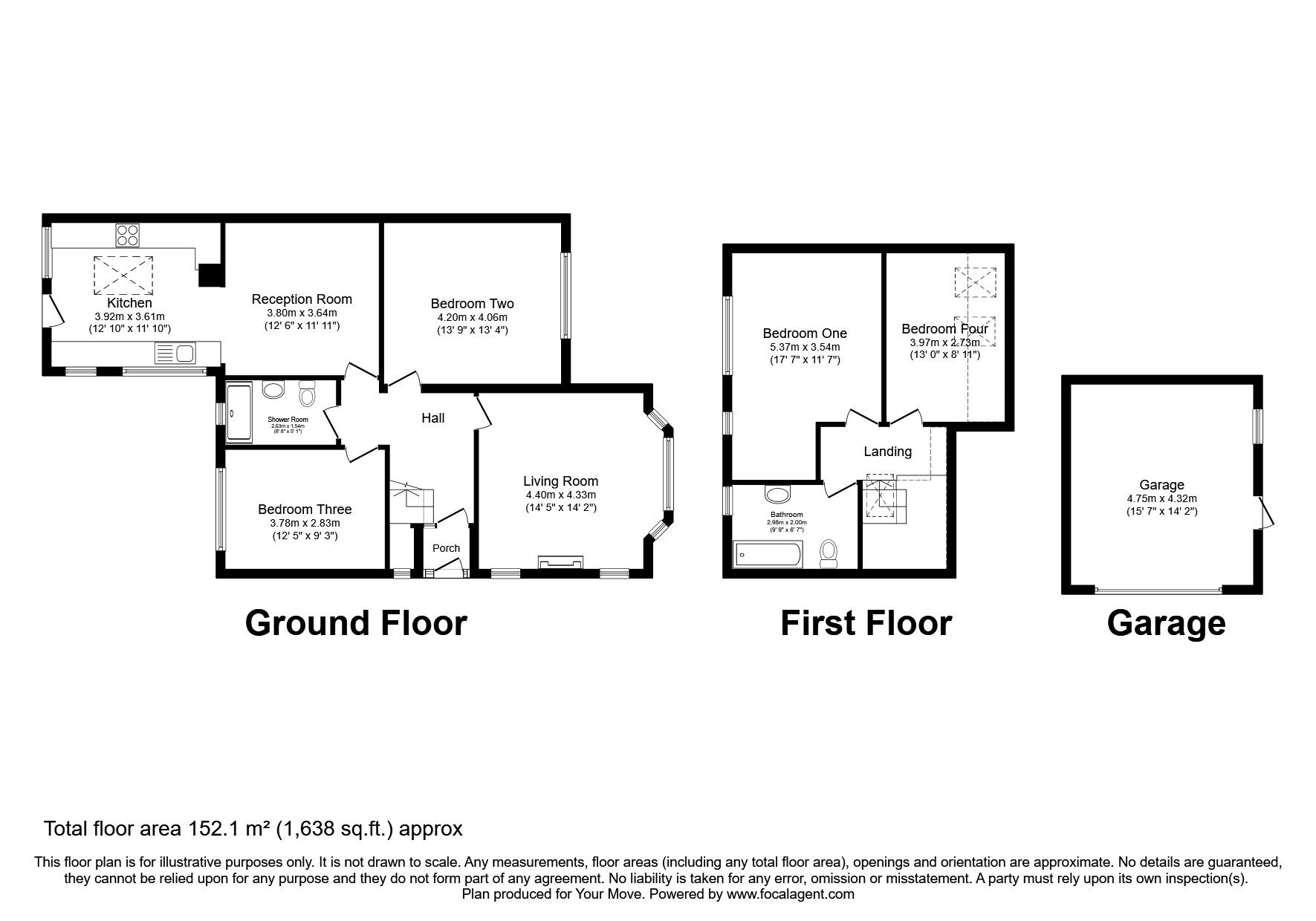 Floorplan of 4 bedroom Semi Detached Bungalow for sale, Church Lane, Mellor, Lancashire, BB2