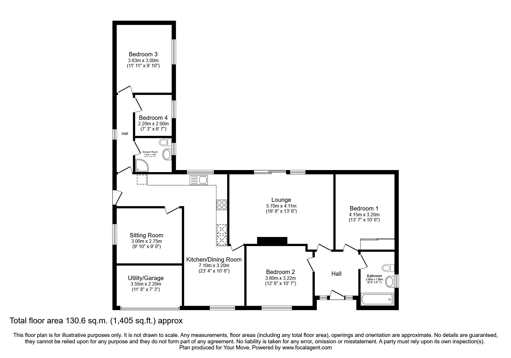 Floorplan of 4 bedroom Detached Bungalow for sale, Branch Road, Mellor Brook, Lancashire, BB2