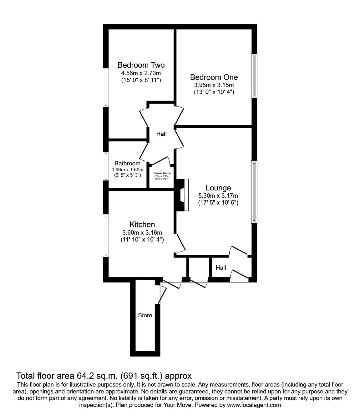 Floorplan of 2 bedroom  Flat for sale, Rowden Road, Oldham, OL4