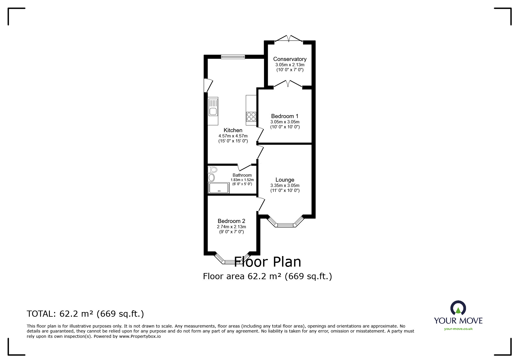 Floorplan of 2 bedroom Semi Detached Bungalow for sale, Blythe Avenue, Thornton-Cleveleys, Lancashire, FY5