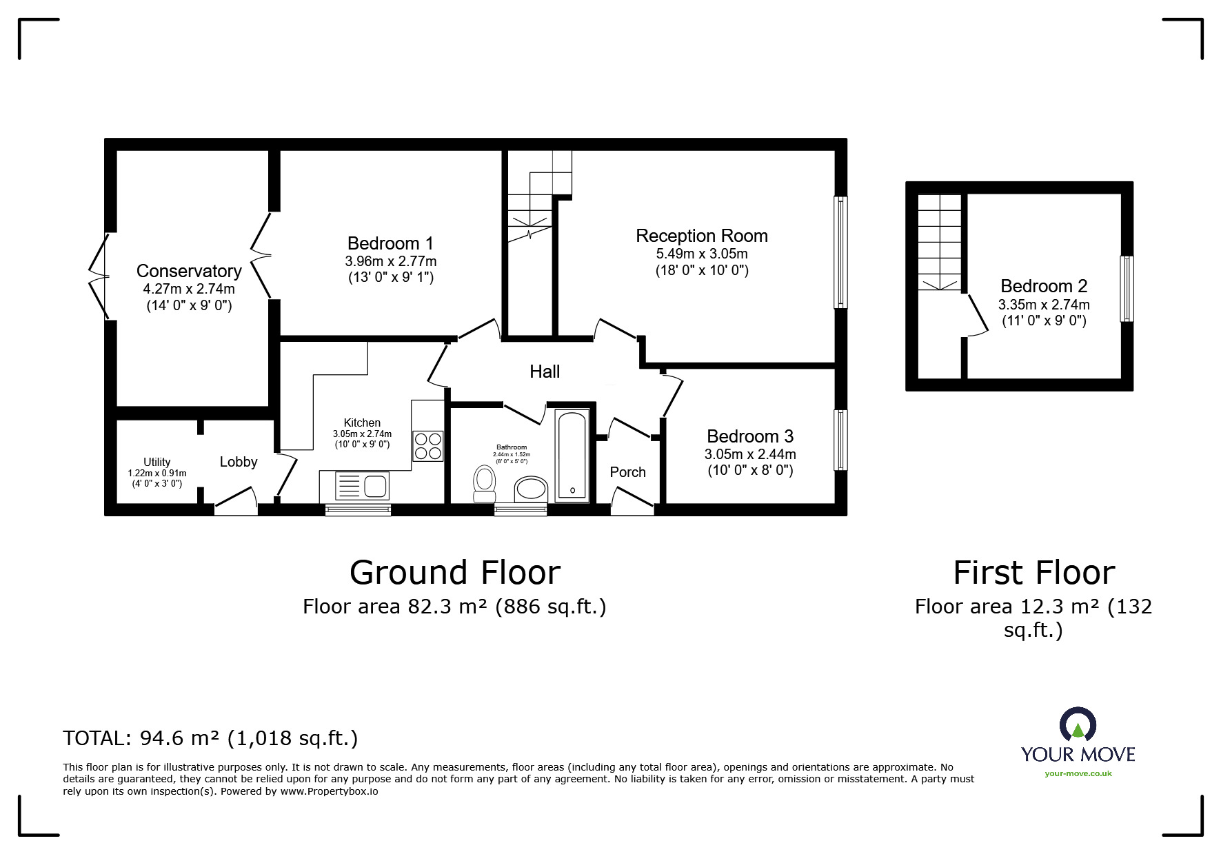 Floorplan of 2 bedroom Semi Detached Bungalow for sale, The Crescent, Blackburn, Lancashire, BB2