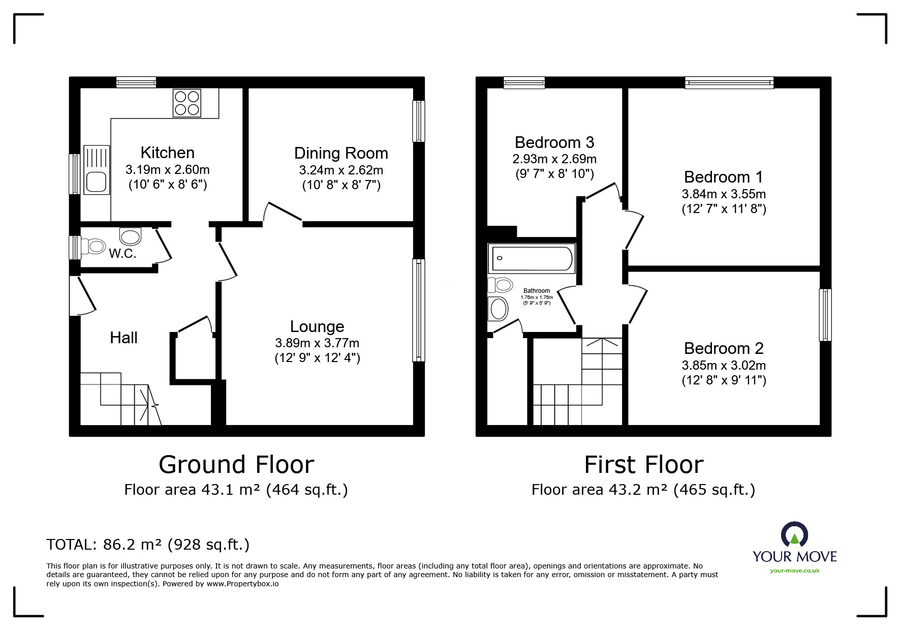 Floorplan of 3 bedroom End Terrace House for sale, Silbury Close, Blackburn, Lancashire, BB2