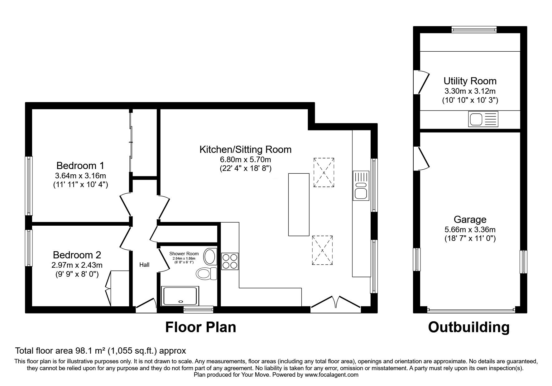 Floorplan of 2 bedroom Detached Bungalow for sale, Cypress Ridge, Blackburn, BB2