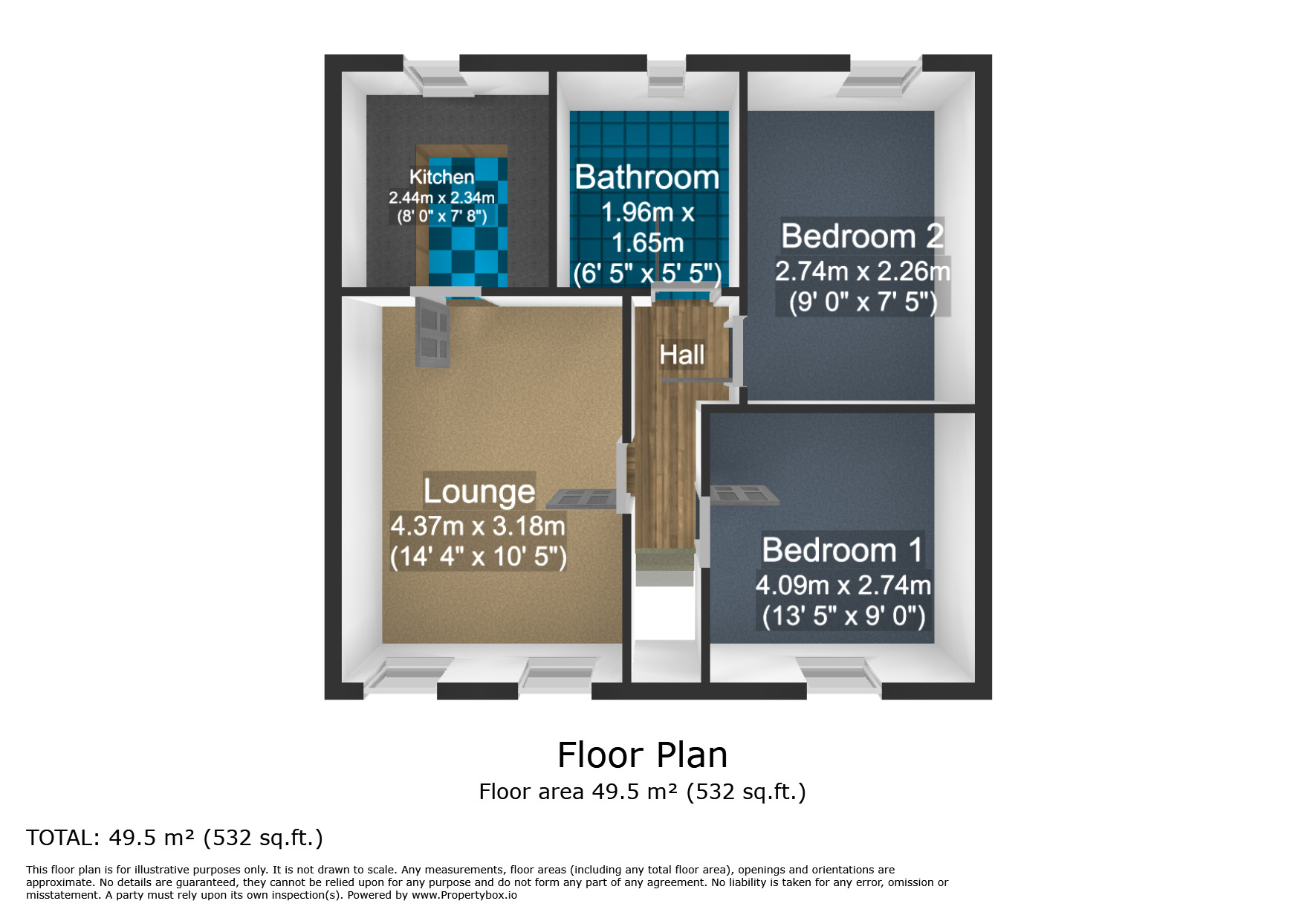 Floorplan of 2 bedroom End Terrace Flat for sale, Preston Old Road, Blackburn, Lancashire, BB2