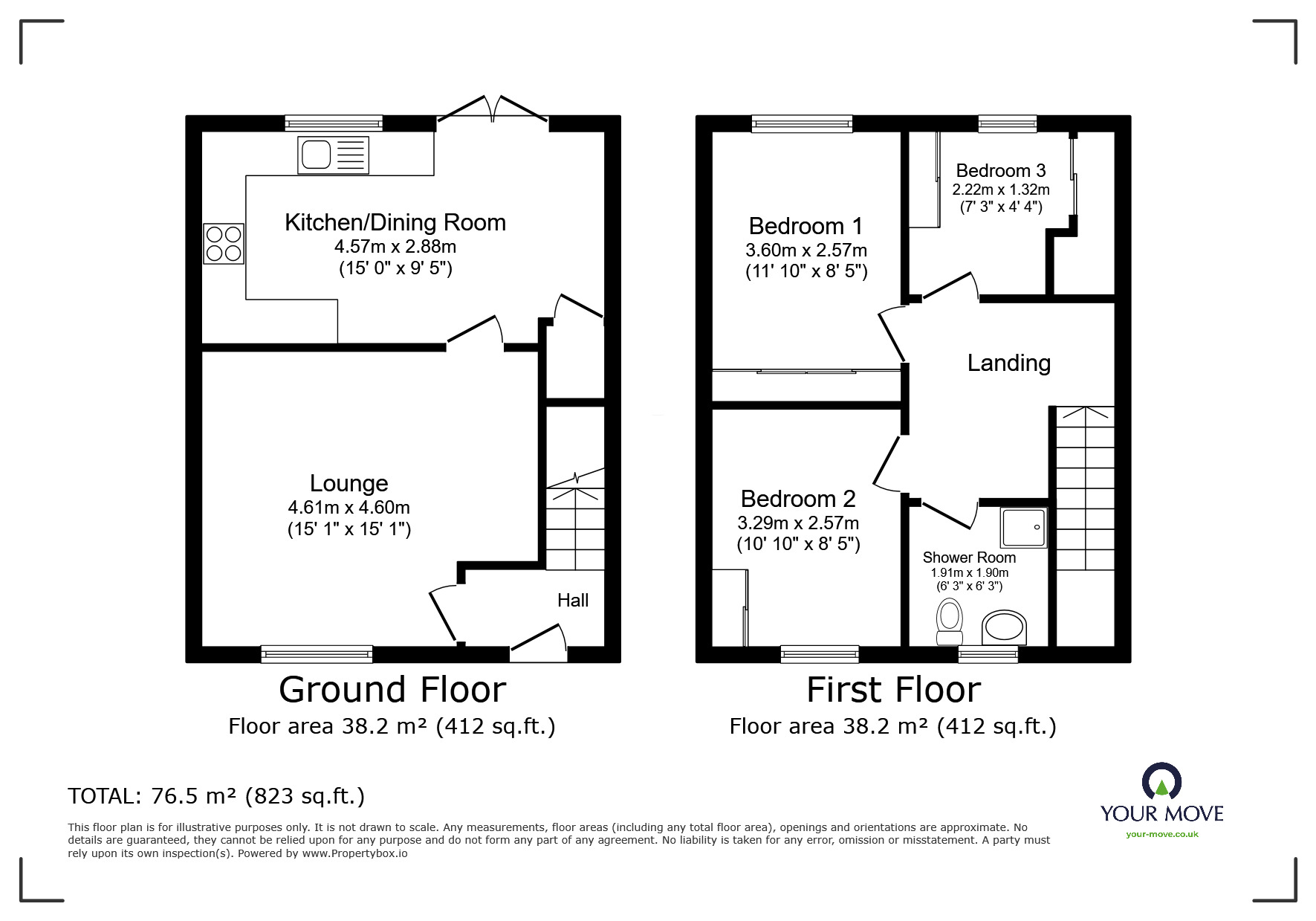 Floorplan of 3 bedroom Semi Detached House for sale, Cherry Lea, Blackburn, Lancashire, BB2