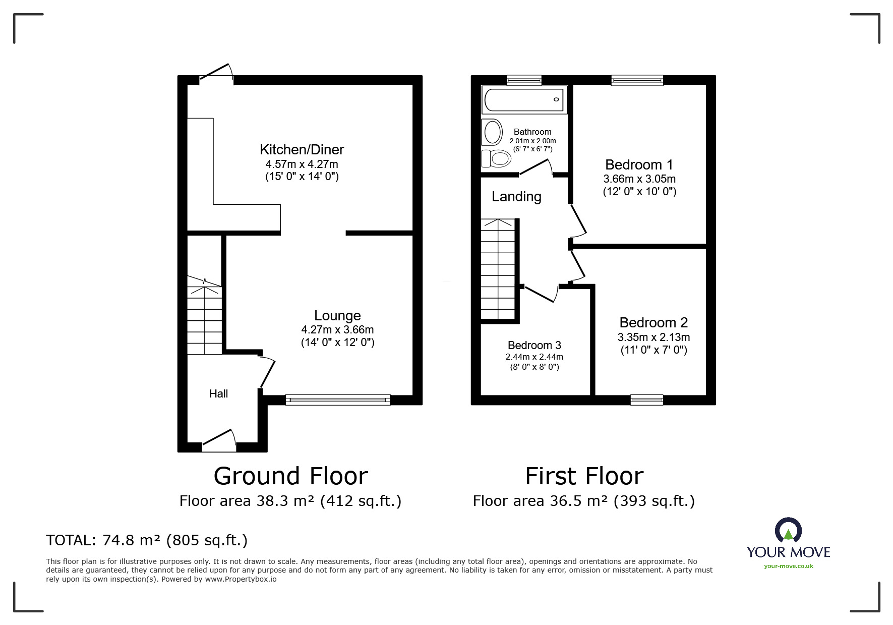 Floorplan of 3 bedroom Mid Terrace House for sale, Delph Approach, Blackburn, Lancashire, BB1