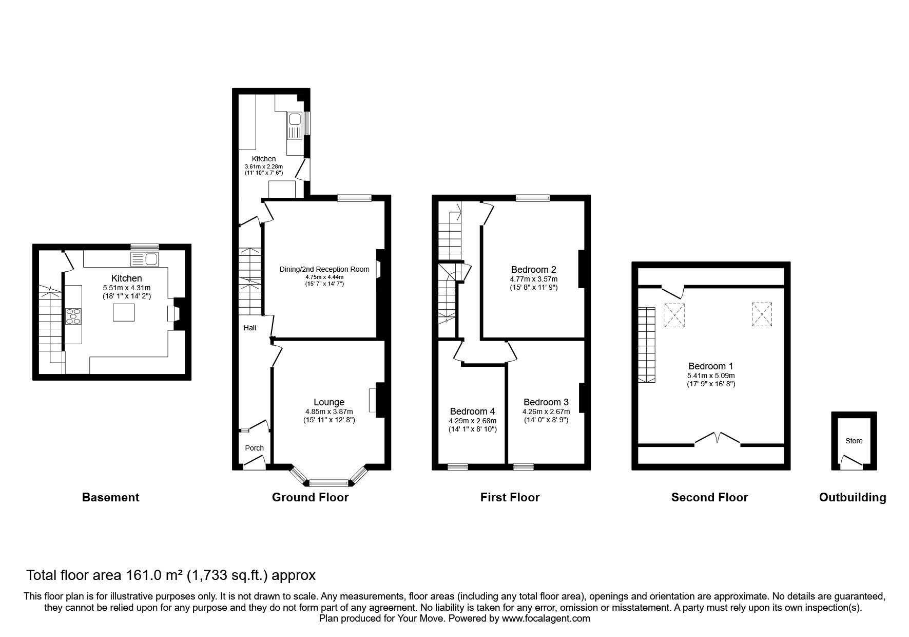 Floorplan of 4 bedroom Mid Terrace House for sale, Preston Old Road, Blackburn, Lancashire, BB2