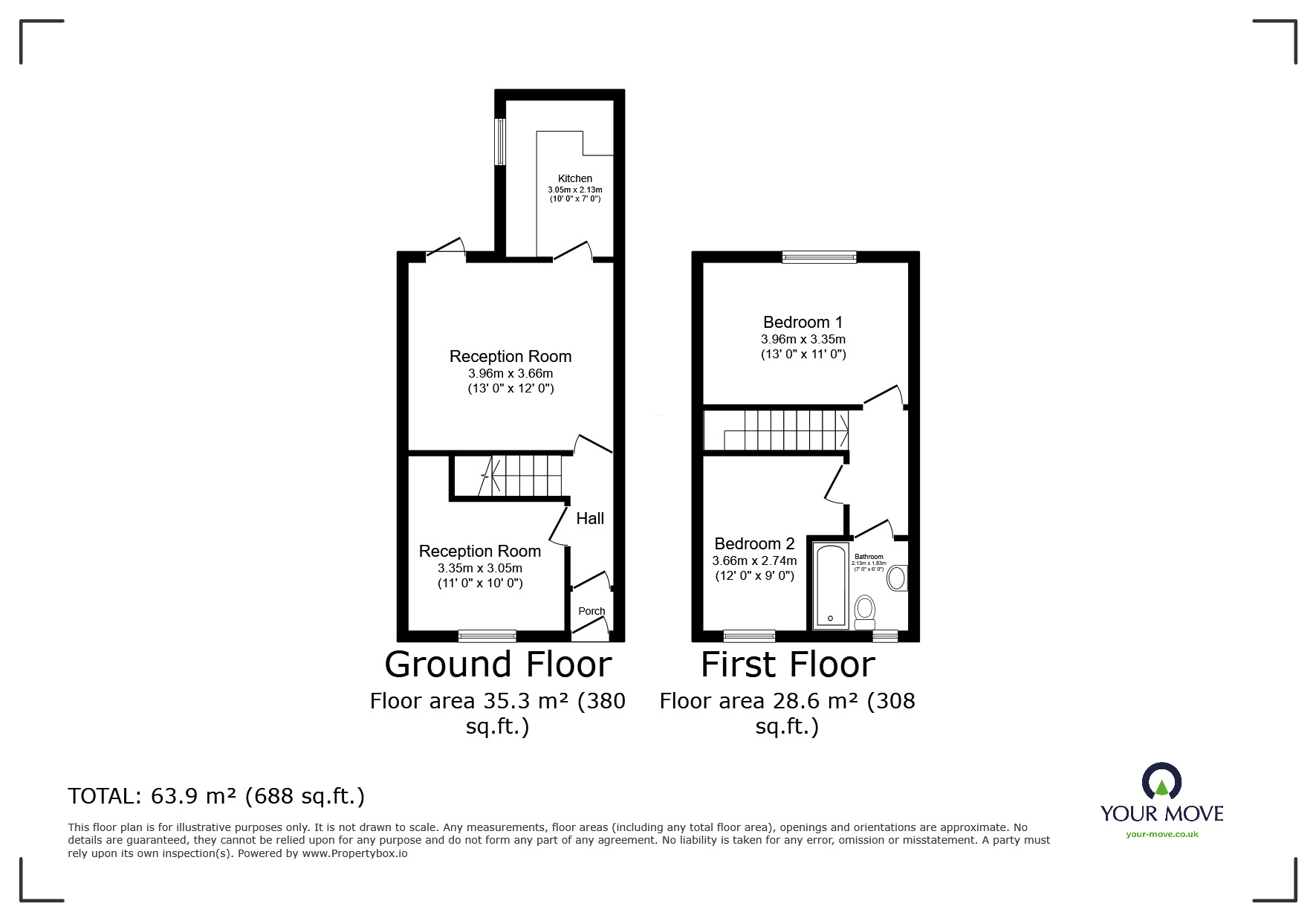 Floorplan of 2 bedroom Mid Terrace House for sale, School Lane, Guide, Blackburn With Darwen,, BB1