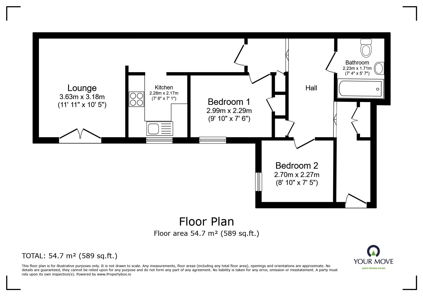 Floorplan of 2 bedroom  Flat for sale, Glencathara Road, Bognor Regis, West Sussex, PO21