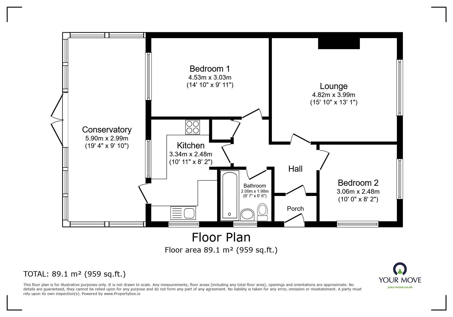 Floorplan of 2 bedroom Semi Detached Bungalow for sale, Drift Road, Bognor Regis, West Sussex, PO21