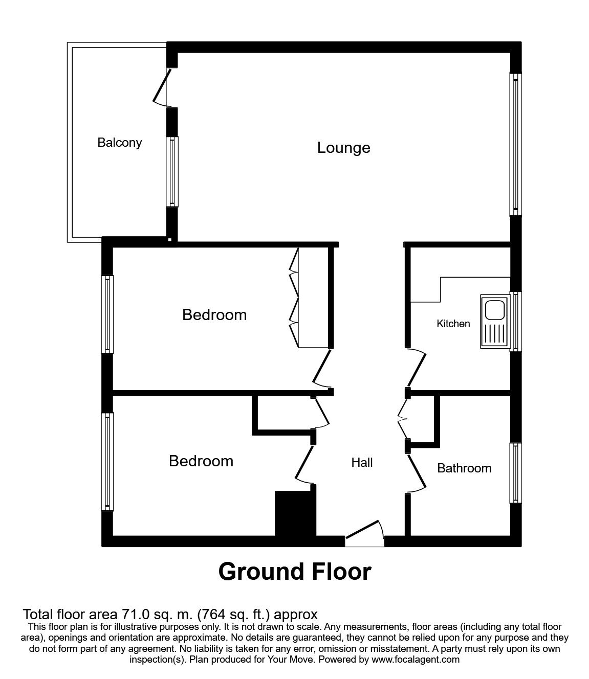 Floorplan of 2 bedroom  Flat for sale, Linden Road, Bognor Regis, West Sussex, PO21