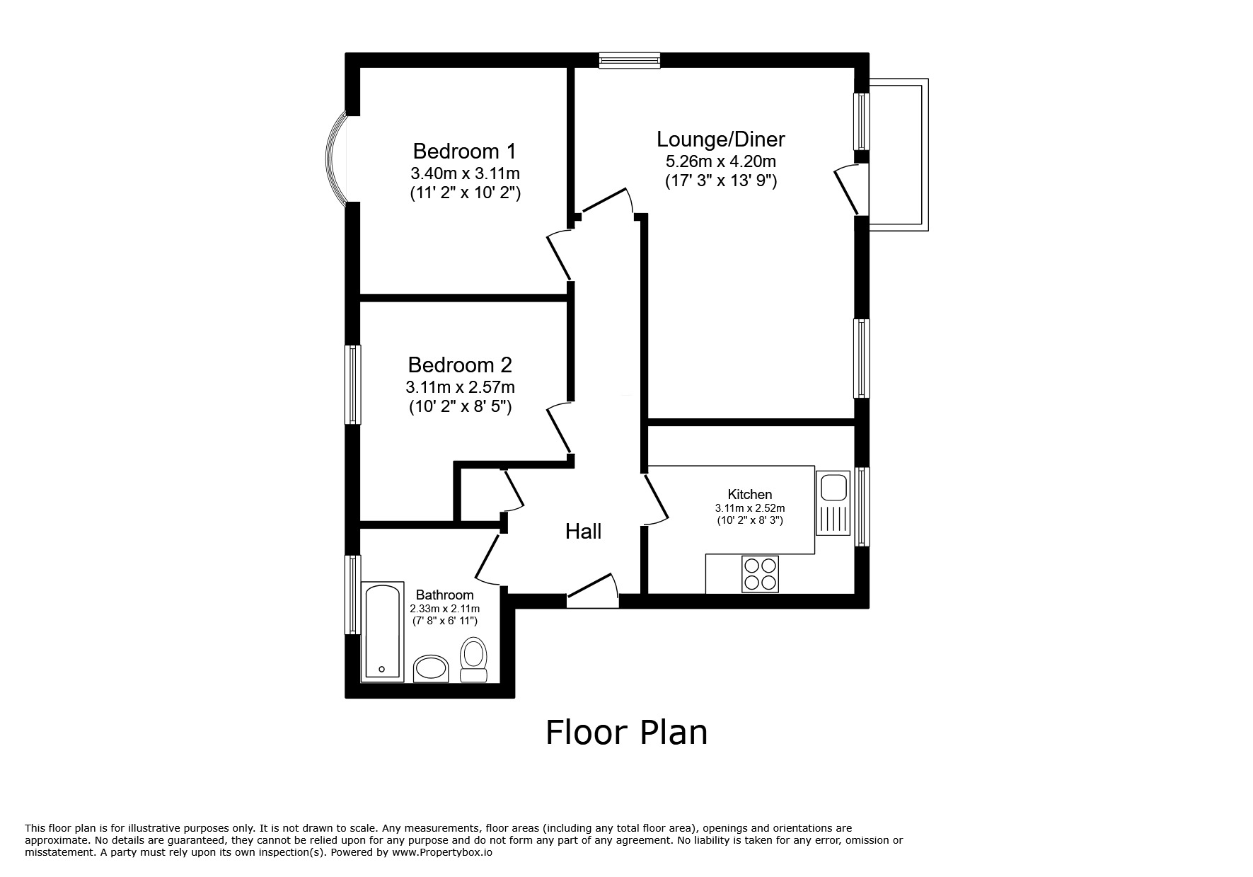 Floorplan of 2 bedroom  Flat for sale, Devonshire Road, Bognor Regis, West Sussex, PO21