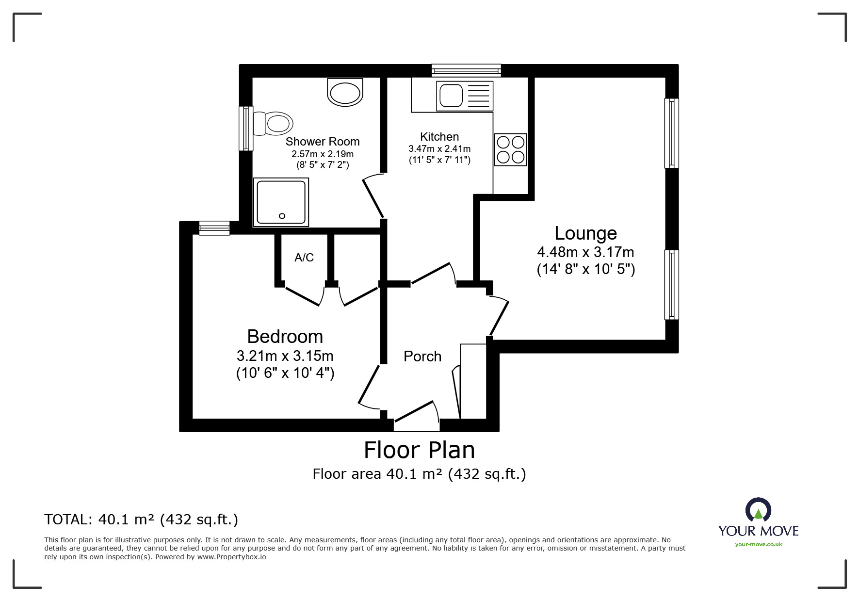 Floorplan of 1 bedroom  Flat for sale, Ellasdale Road, Bognor Regis, West Sussex, PO21