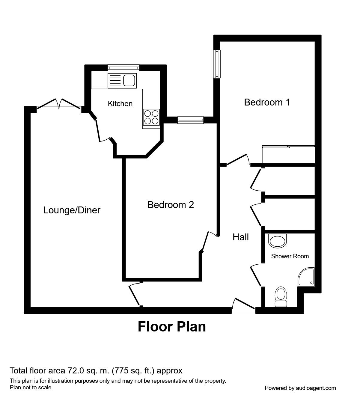 Floorplan of 2 bedroom  Flat for sale, Upper Bognor Road, Bognor Regis, West Sussex, PO21