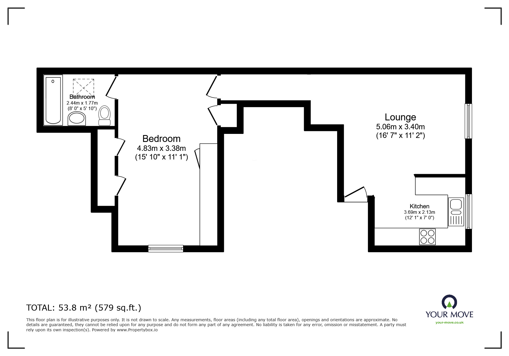 Floorplan of 1 bedroom  Flat for sale, Richmond Avenue, Bognor Regis, West Sussex, PO21