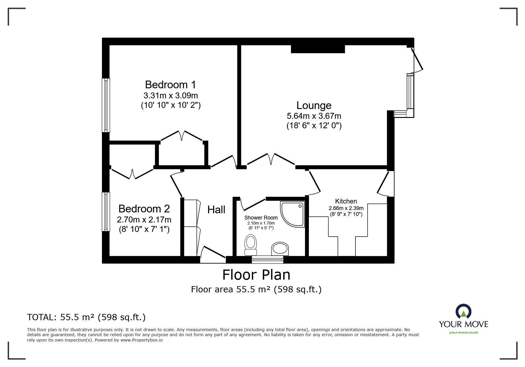 Floorplan of 2 bedroom Semi Detached Bungalow for sale, Stroud Green Drive, Bognor Regis, West Sussex, PO21