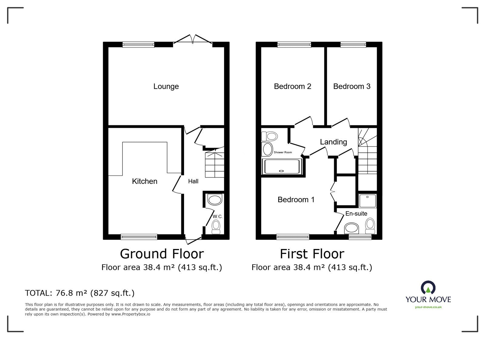 Floorplan of 3 bedroom End Terrace House to rent, Whyke Marsh, Chichester, West Sussex, PO19