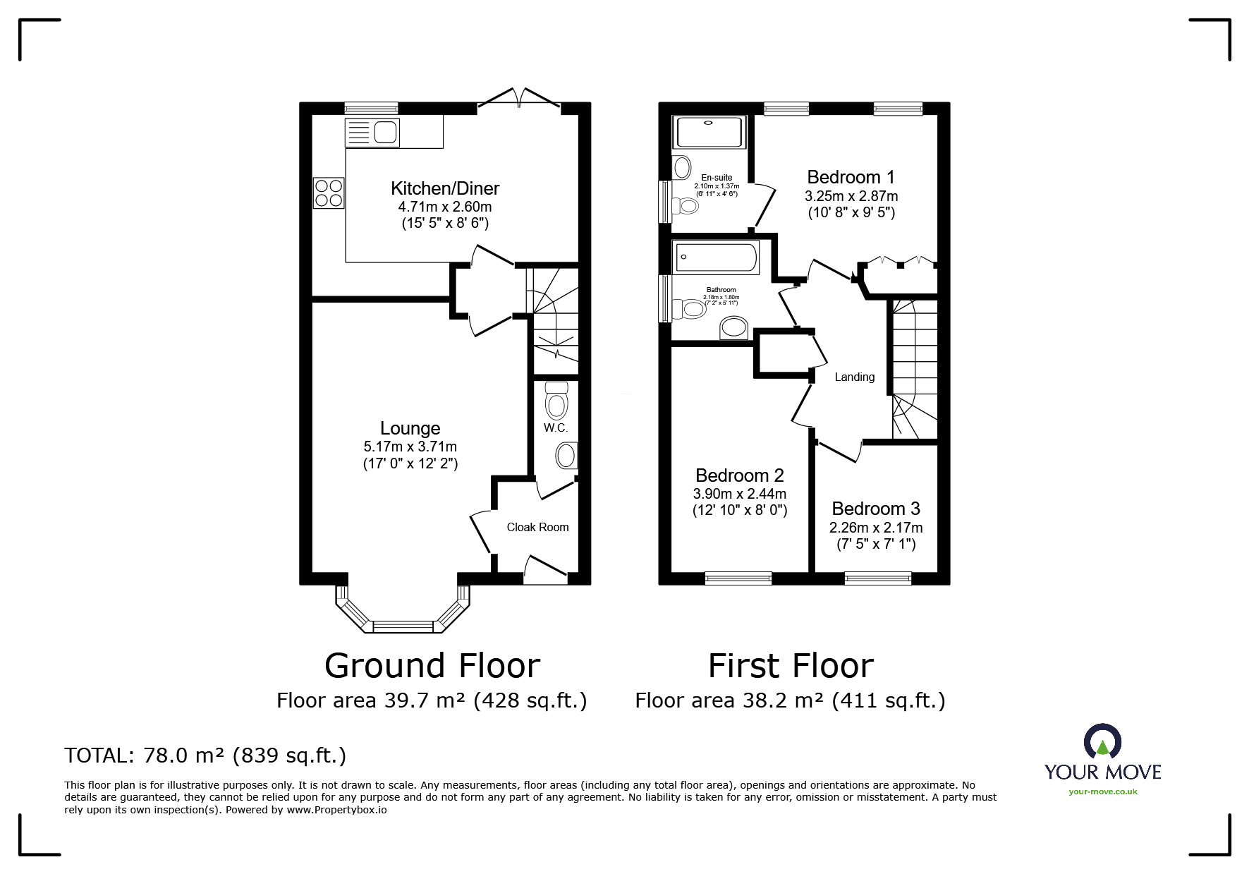 Floorplan of 3 bedroom Mid Terrace House for sale, Clover Mead, Felpham, Bognor Regis, PO22