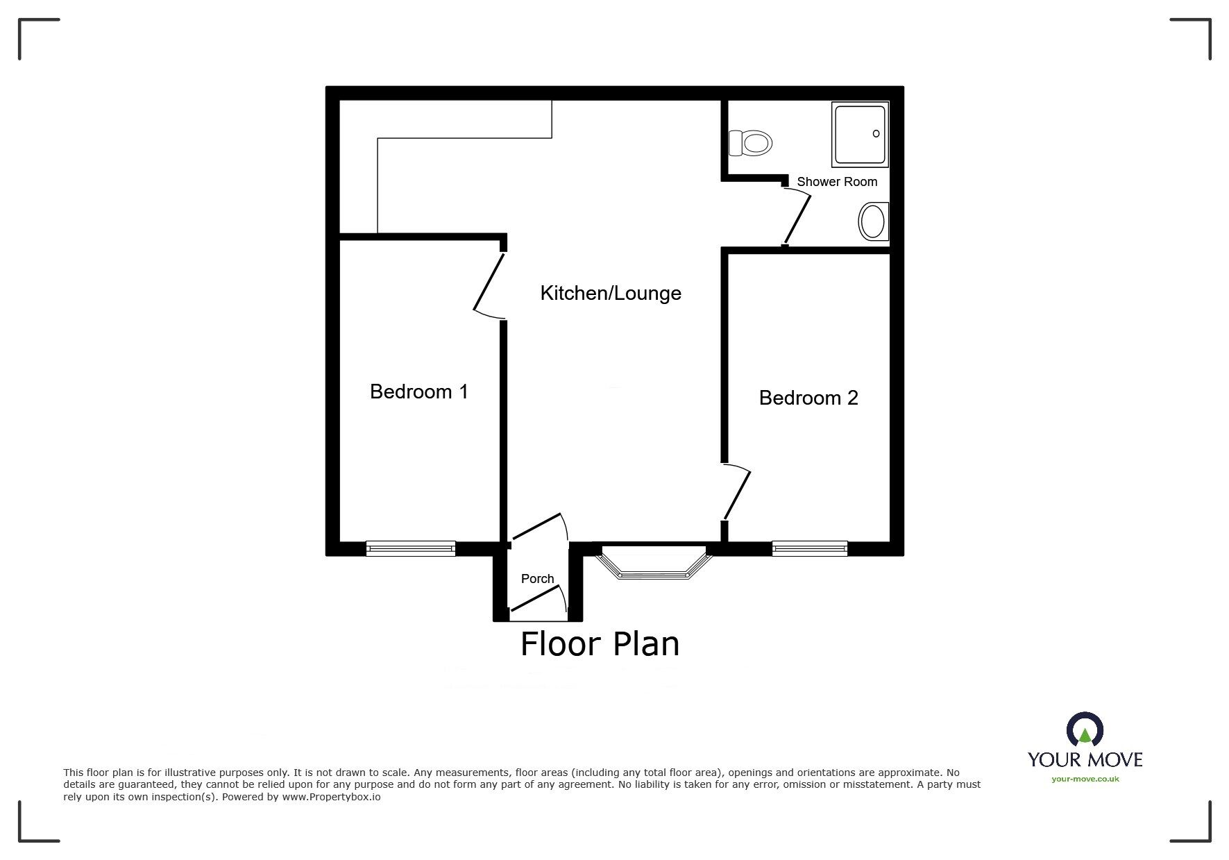 Floorplan of 2 bedroom Mid Terrace Bungalow to rent, Manor Way, Elmer, West Sussex, PO22