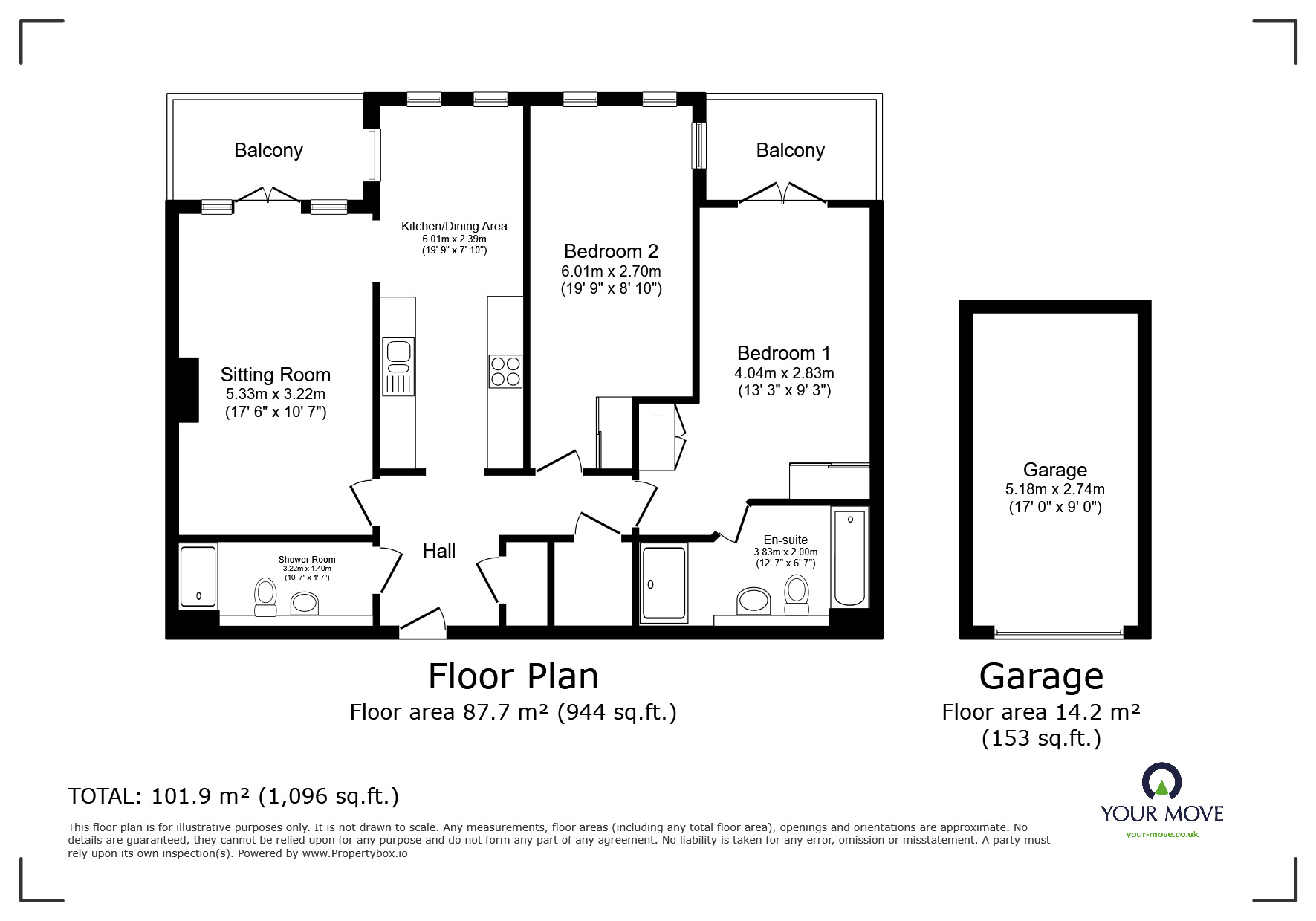 Floorplan of 2 bedroom  Flat for sale, The Esplanade, Bognor Regis, West Sussex, PO21