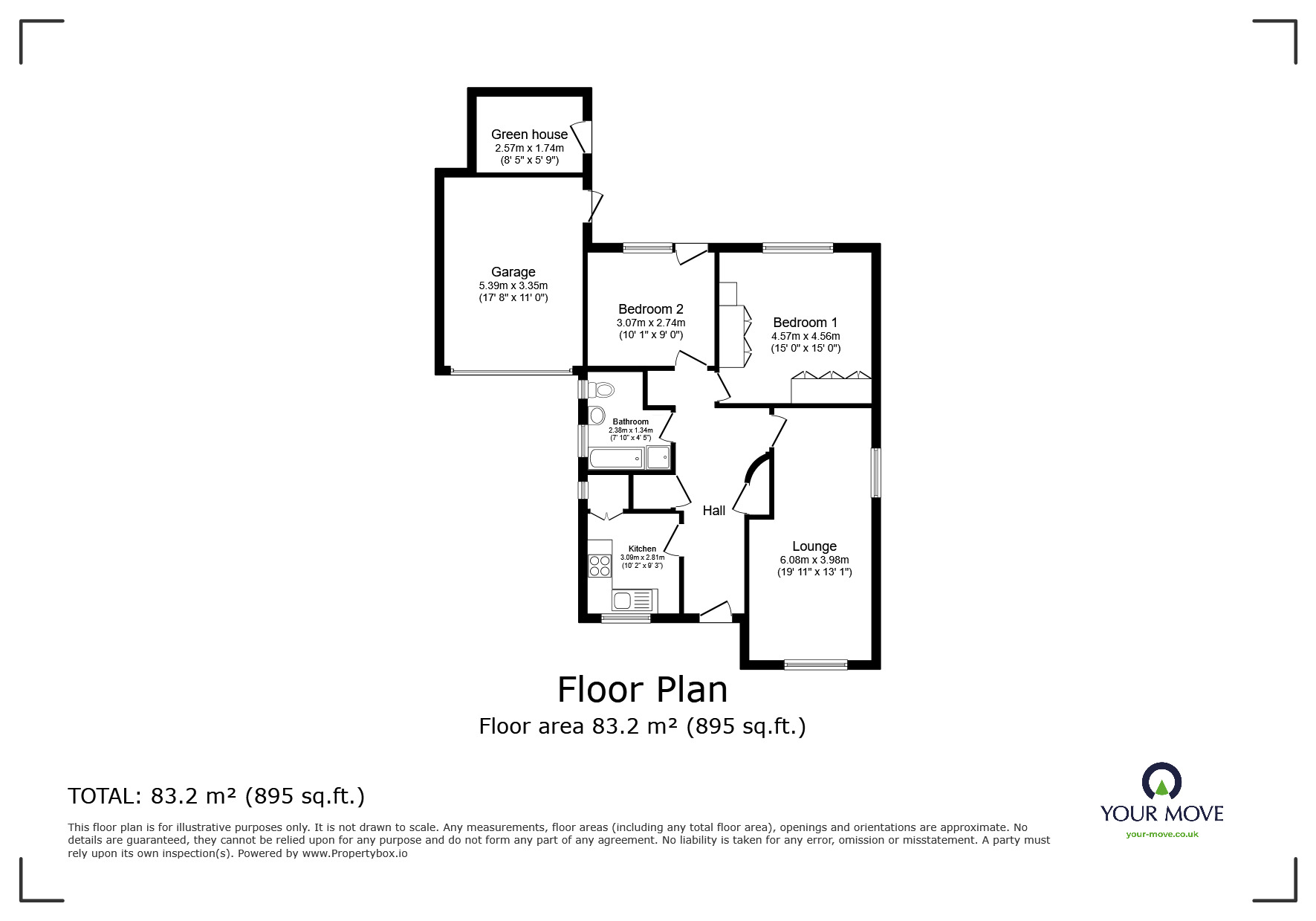 Floorplan of 2 bedroom Detached Bungalow for sale, St. Marys Close, Bognor Regis, PO22