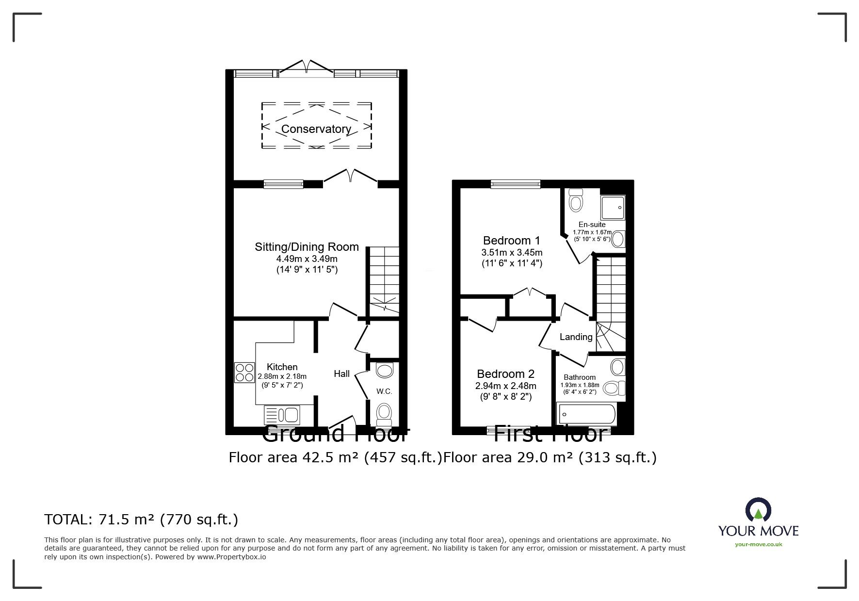 Floorplan of 2 bedroom Mid Terrace House for sale, Chandlers Lea, Bracklesham Bay, West Sussex, PO20