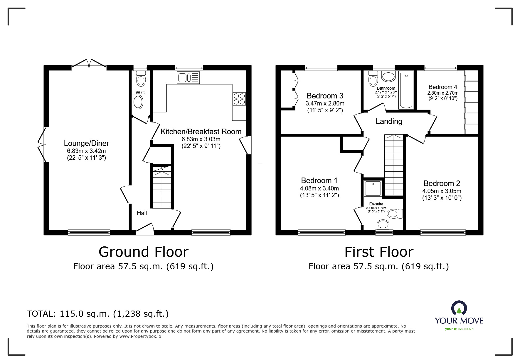 Floorplan of 4 bedroom Detached House for sale, Beam Close, Yapton, West Sussex, BN18