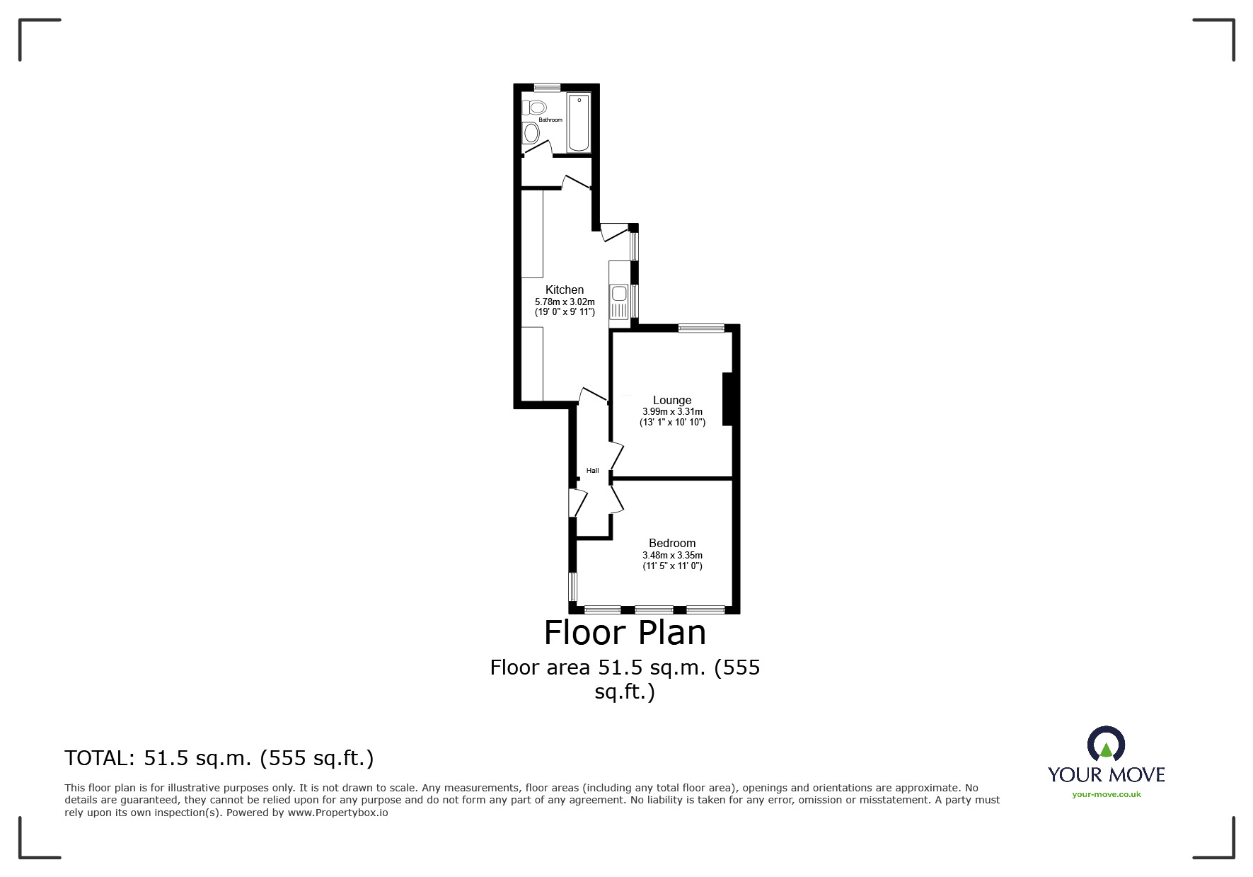 Floorplan of 1 bedroom  Flat for sale, Linden Road, Bognor Regis, West Sussex, PO21