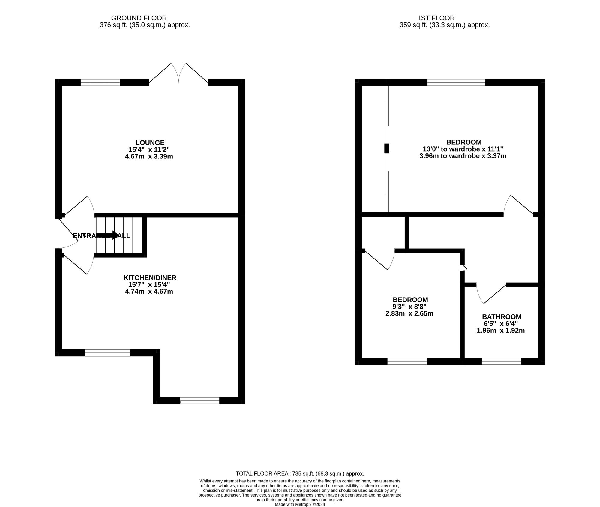 Floorplan of 2 bedroom Semi Detached House for sale, Laund Avenue, Belper, Derbyshire, DE56