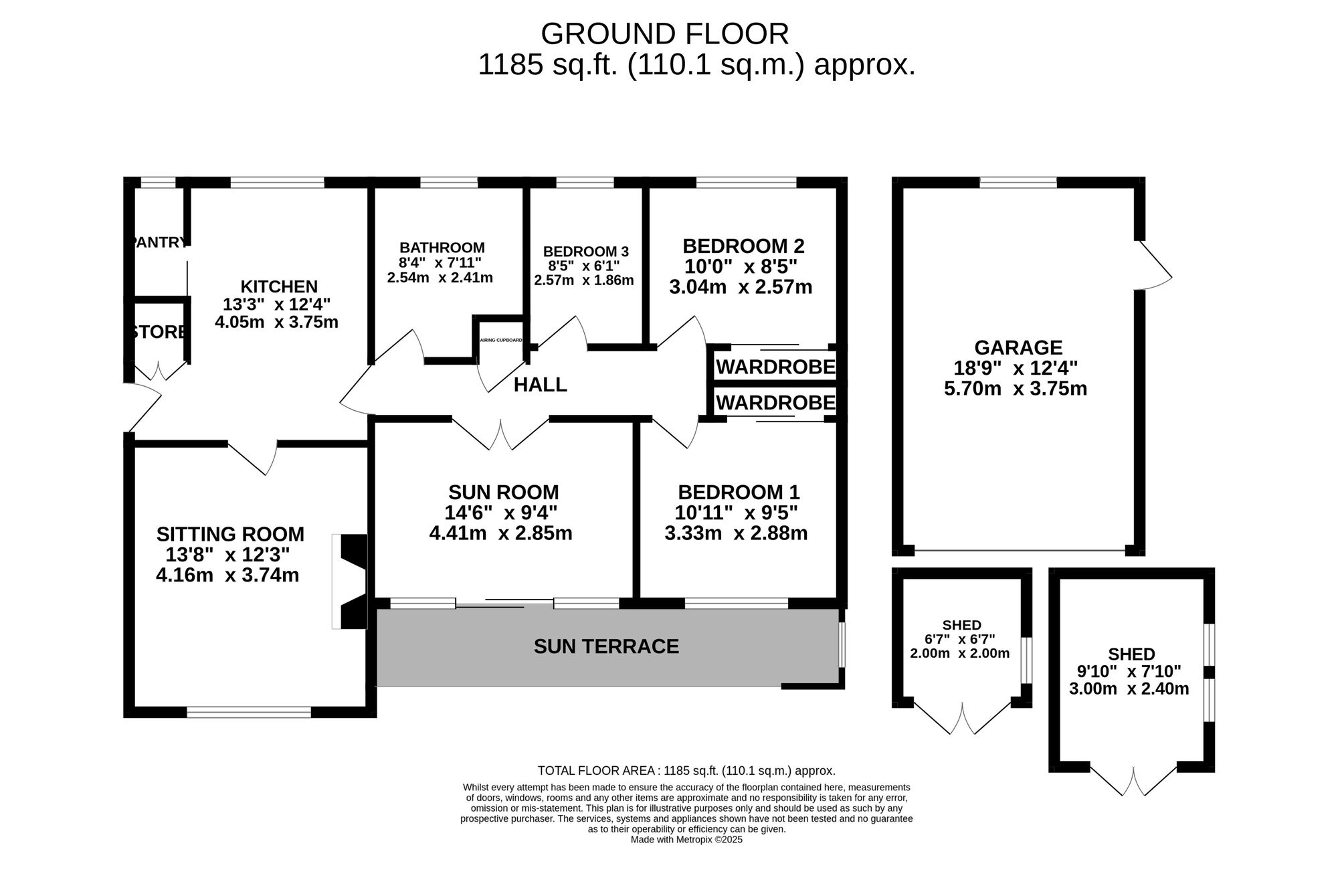 Floorplan of 3 bedroom Detached Bungalow for sale, Toadmoor Lane, Ambergate, Derbyshire, DE56