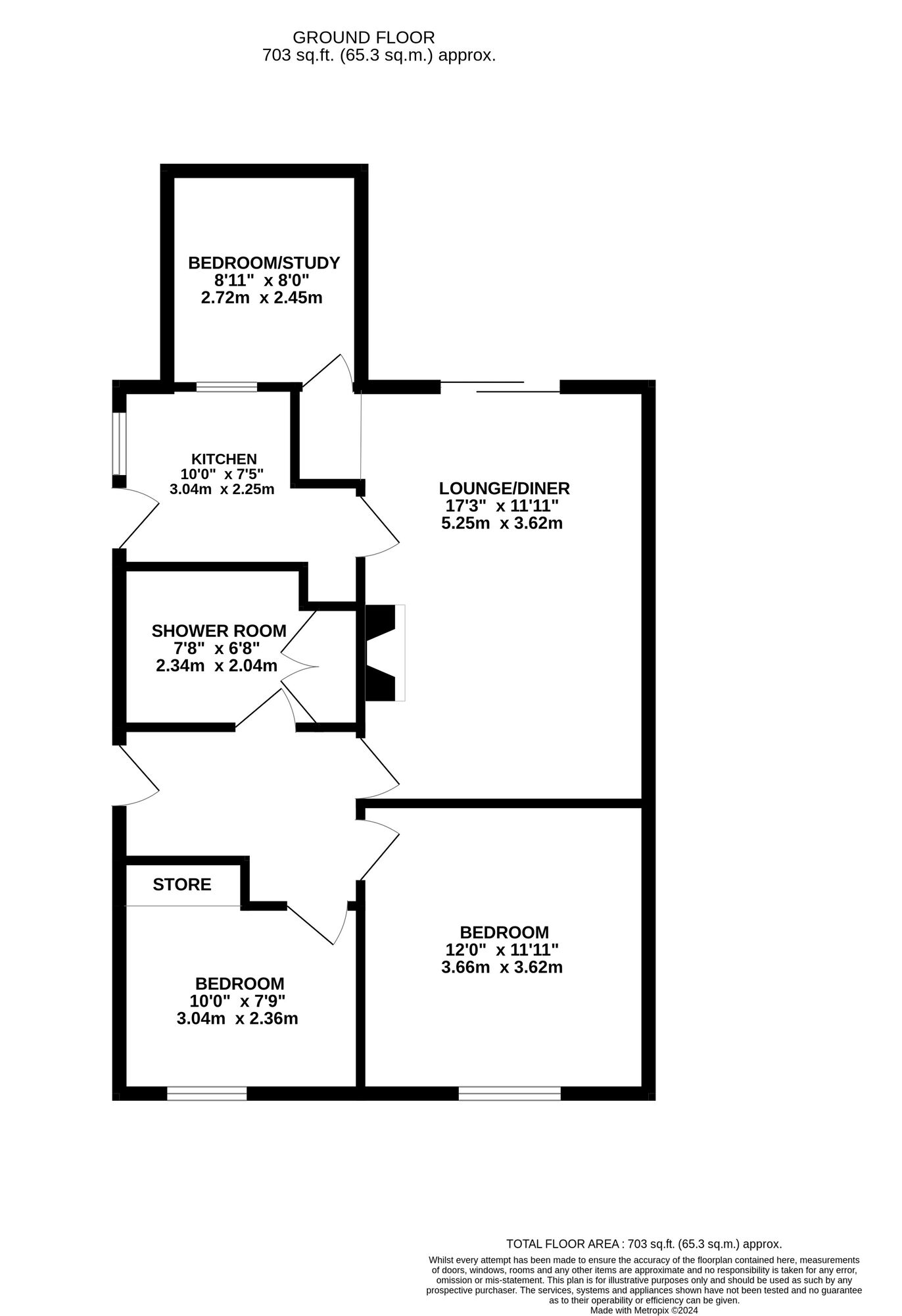 Floorplan of 3 bedroom Detached Bungalow for sale, Deepdale Road, Belper, Derbyshire, DE56