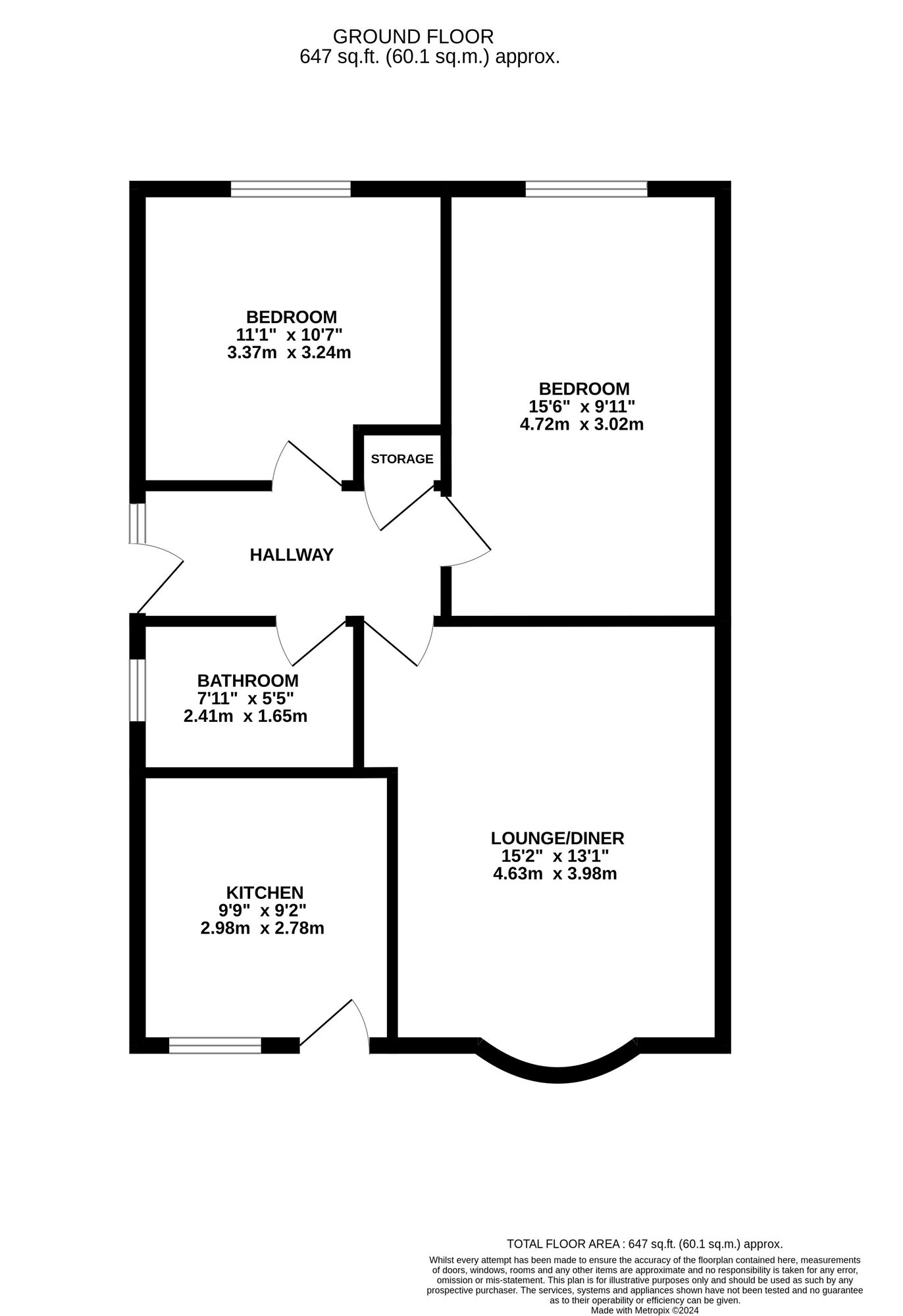 Floorplan of 2 bedroom Detached Bungalow for sale, Pinewood Road, Belper, Derbyshire, DE56