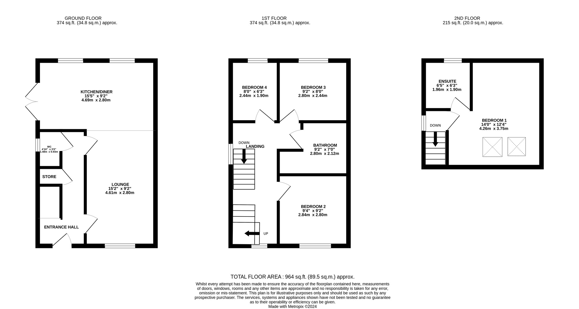 Floorplan of 4 bedroom Semi Detached House for sale, The Birches, Ambergate, Derbyshire, DE56