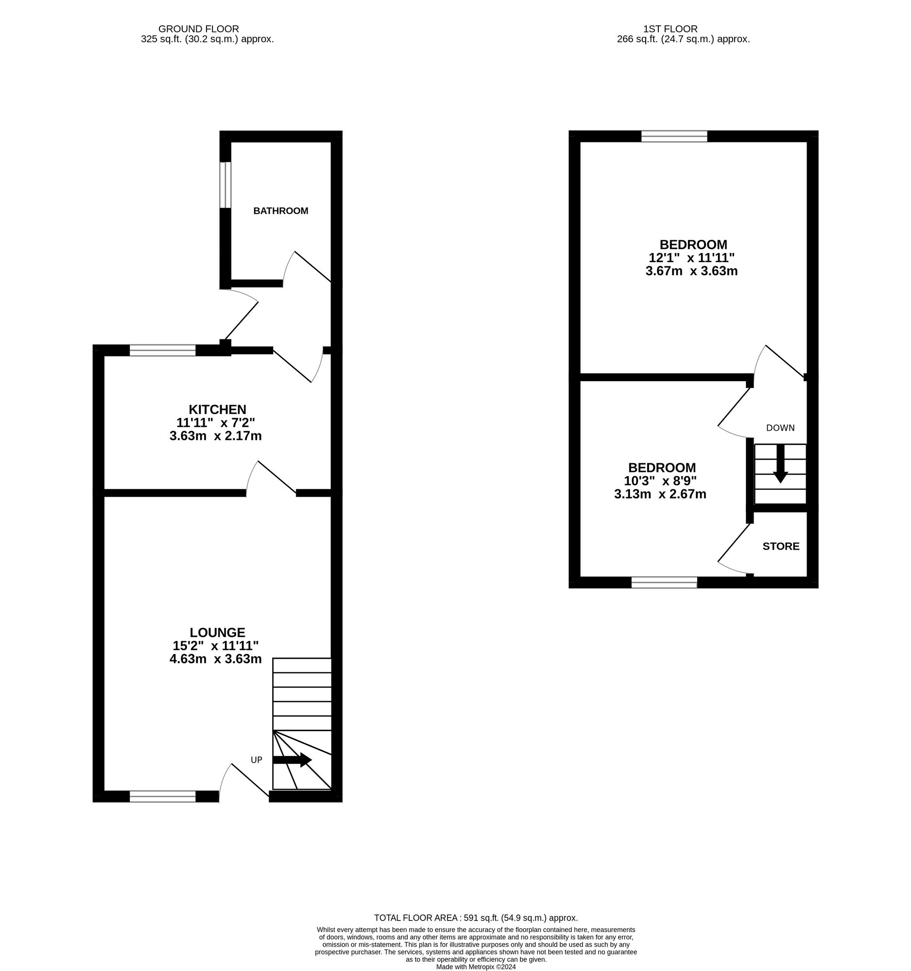 Floorplan of 2 bedroom End Terrace House for sale, Park Street, Ripley, Derbyshire, DE5