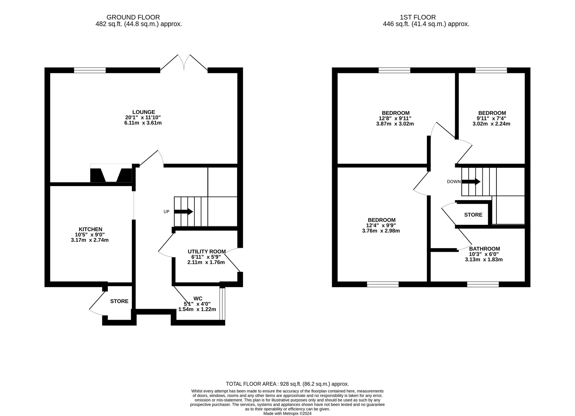 Floorplan of 3 bedroom Semi Detached House for sale, Park Lane, Two Dales, Derbyshire, DE4