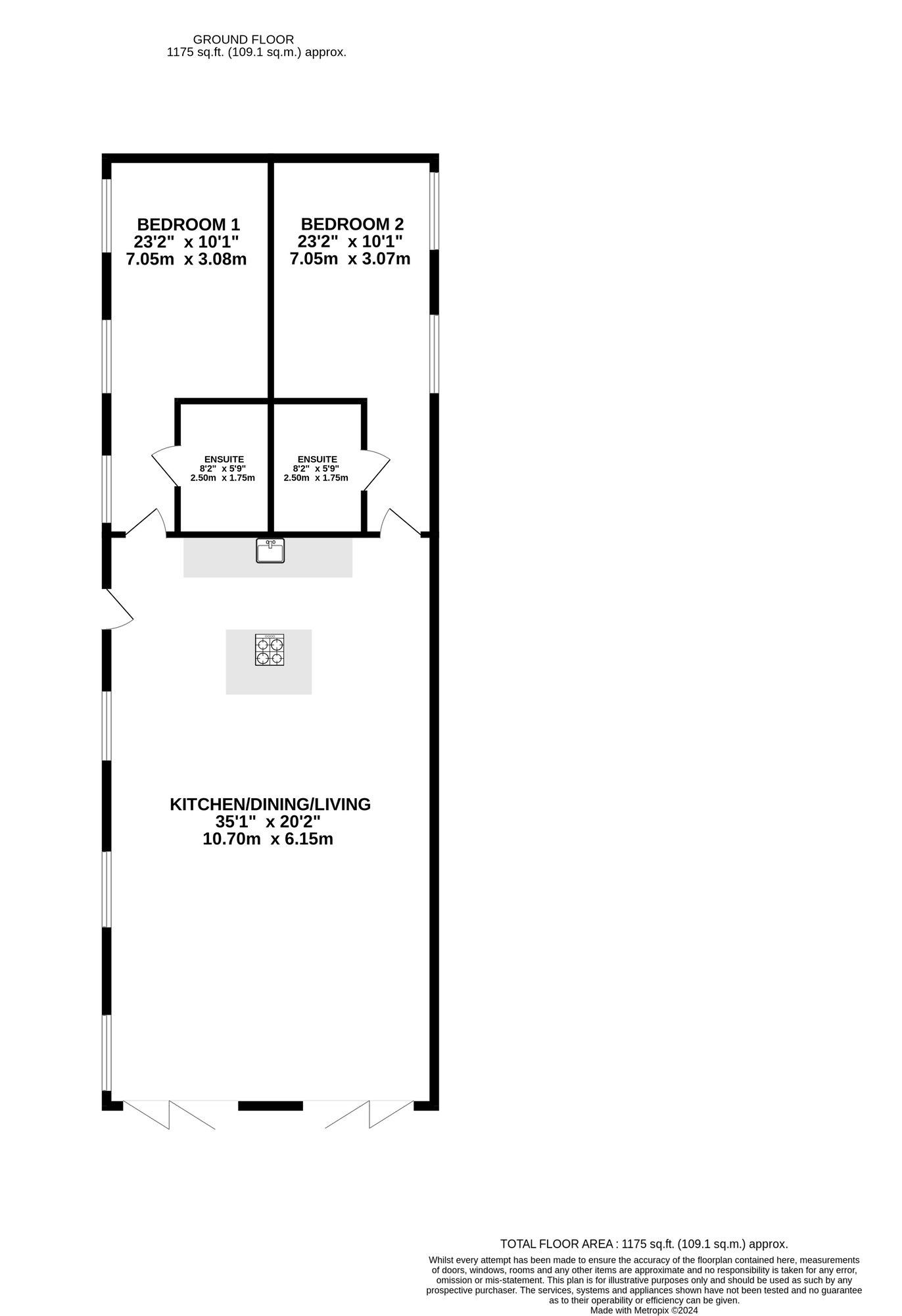 Floorplan of 2 bedroom Detached Bungalow to rent, Beechwood Close, Belper, Derbyshire, DE56