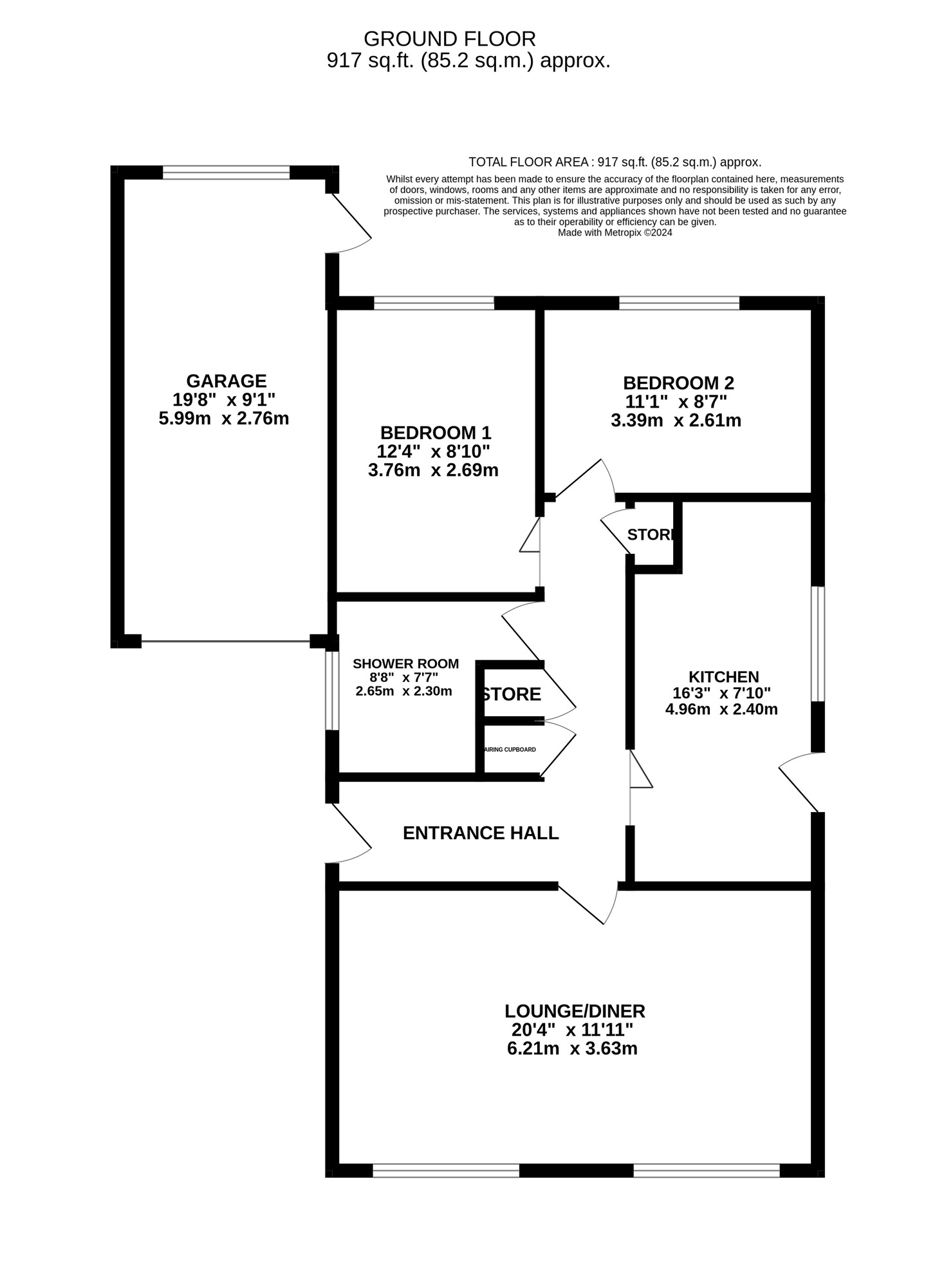 Floorplan of 2 bedroom Detached Bungalow for sale, Primary Close, Belper, Derbyshire, DE56